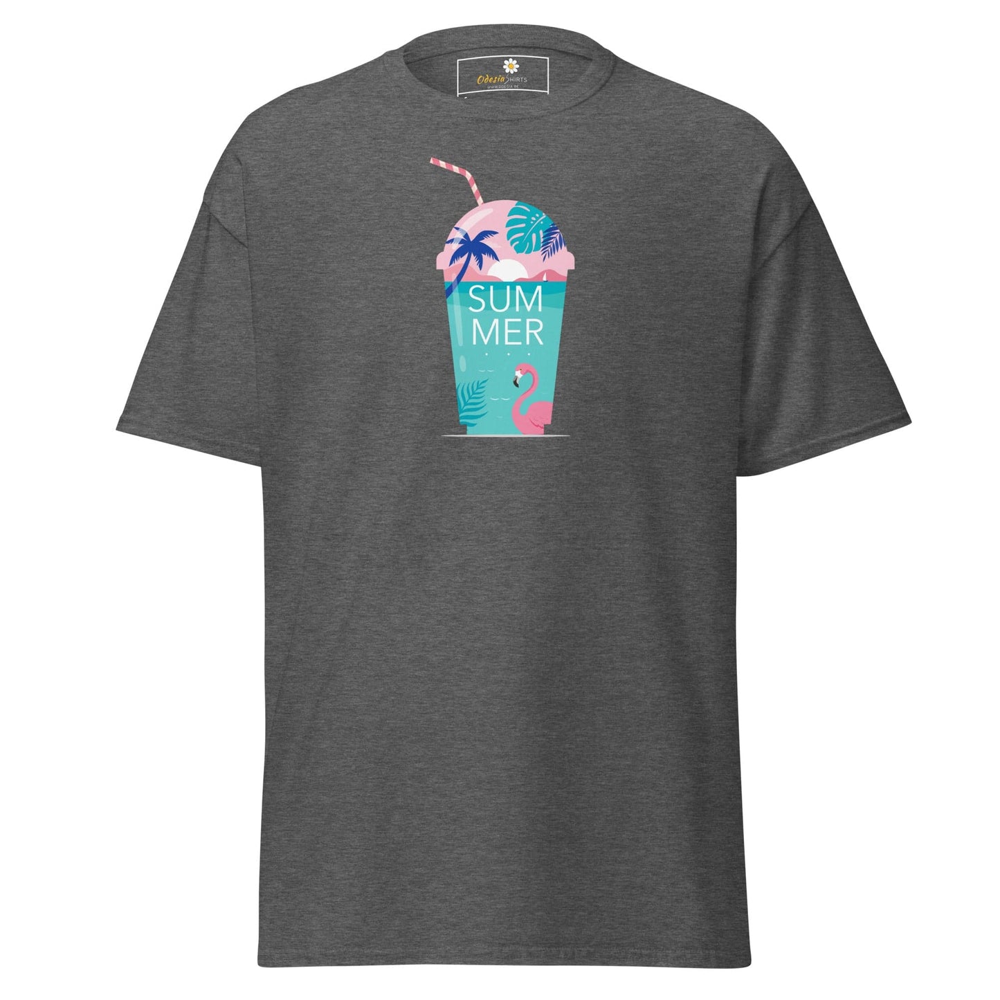 Gray T-shirt with summer drink graphic for Men and Women in sizes S to XL