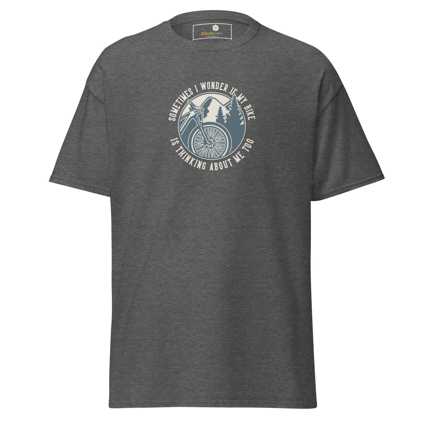 Unisex classic t-shirt - ADVENTURE SPORT CIRCLE BIKE WONDERING - REGULAR - Dark Heather / S