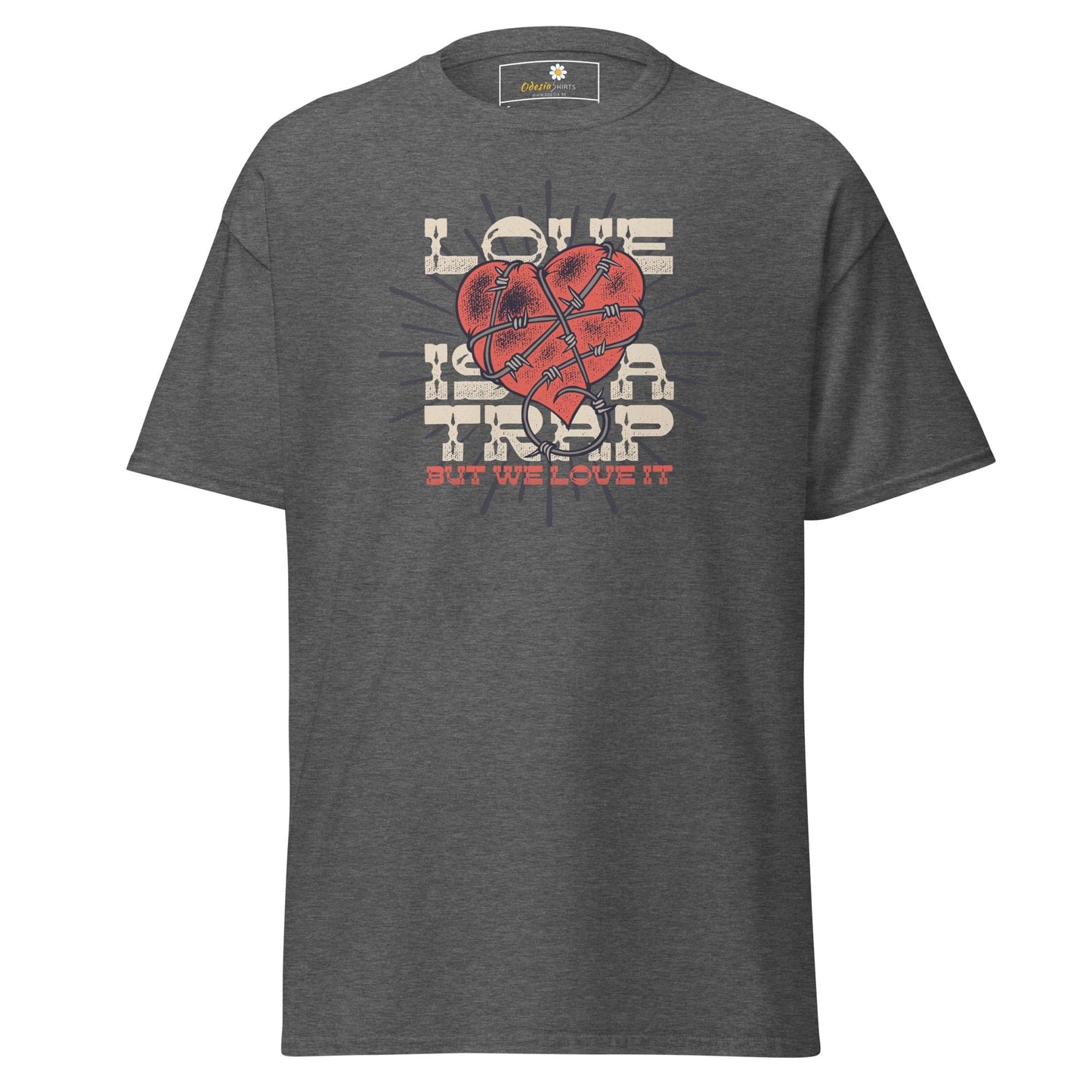 Unisex classic t-shirt - VINTAGE LOVE IS A TRAP - REGULAR - Dark Heather / S
