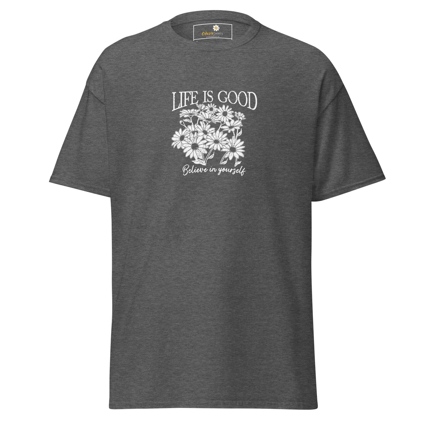 Unisex classic t-shirt - POSITIVE LIFE IS GOOD - REGULAR - Dark Heather / S