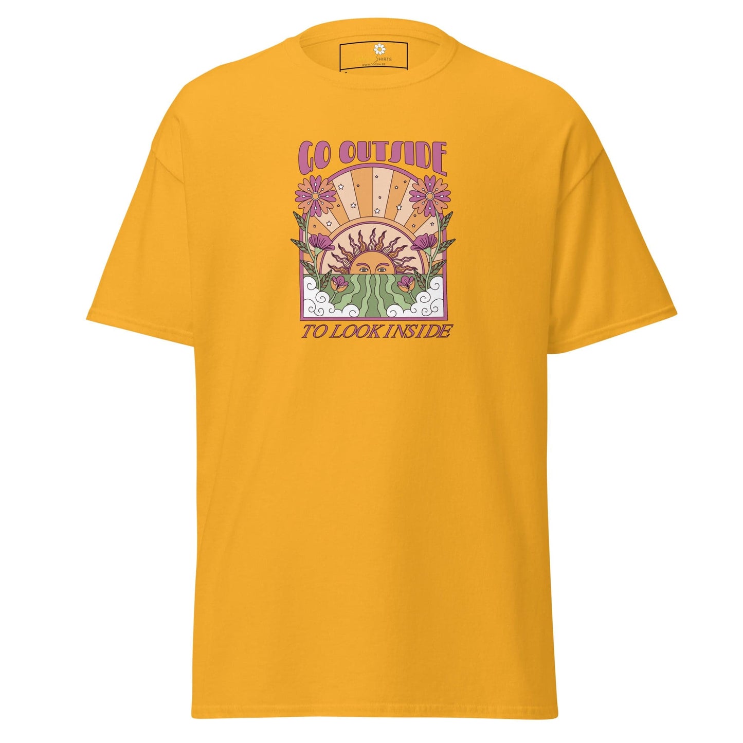 Unisex classic t-shirt - POSITIVE GO OUTSIDE LOOK INSIDE - REGULAR - Gold / S