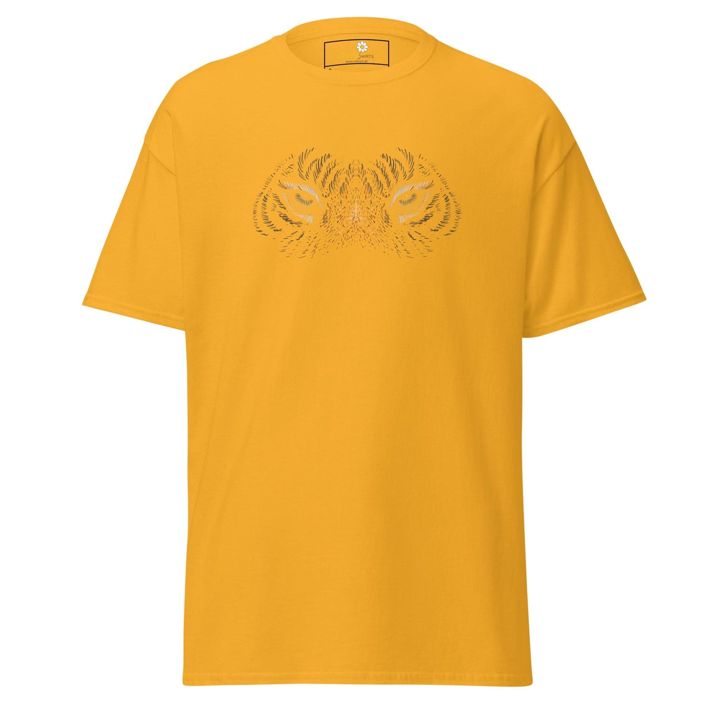 Yellow T-shirt with symmetrical design for men and women in sizes S to XL