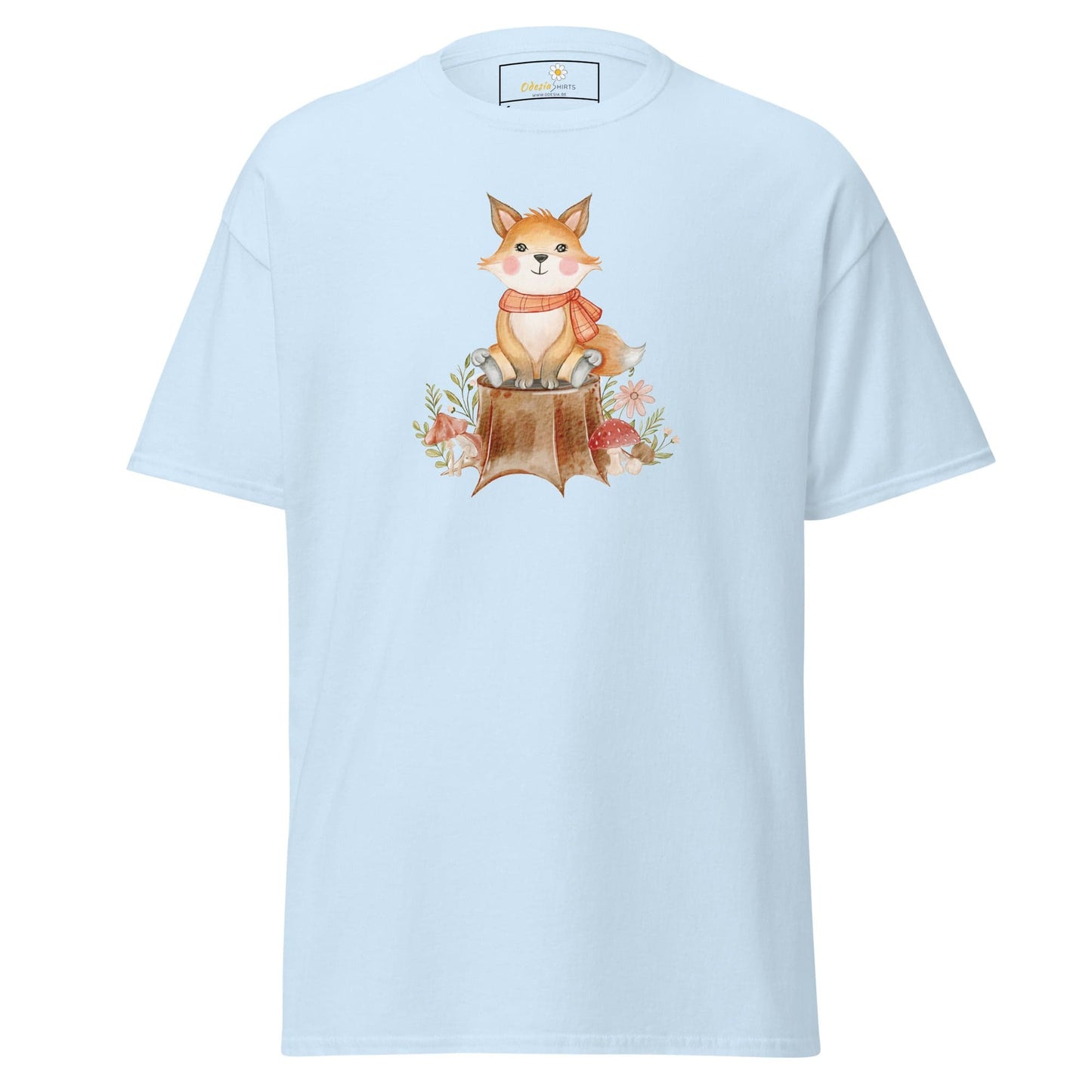 UNisex classic t-shirt - DRAWING FOX ON WOOD - REGULAR - Light Blue / S