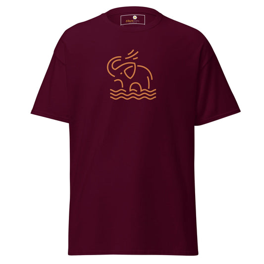 Unisex classic t-shirt - WILD LIFE ELEPHANT ORANGE - REGULAR - Maroon / S