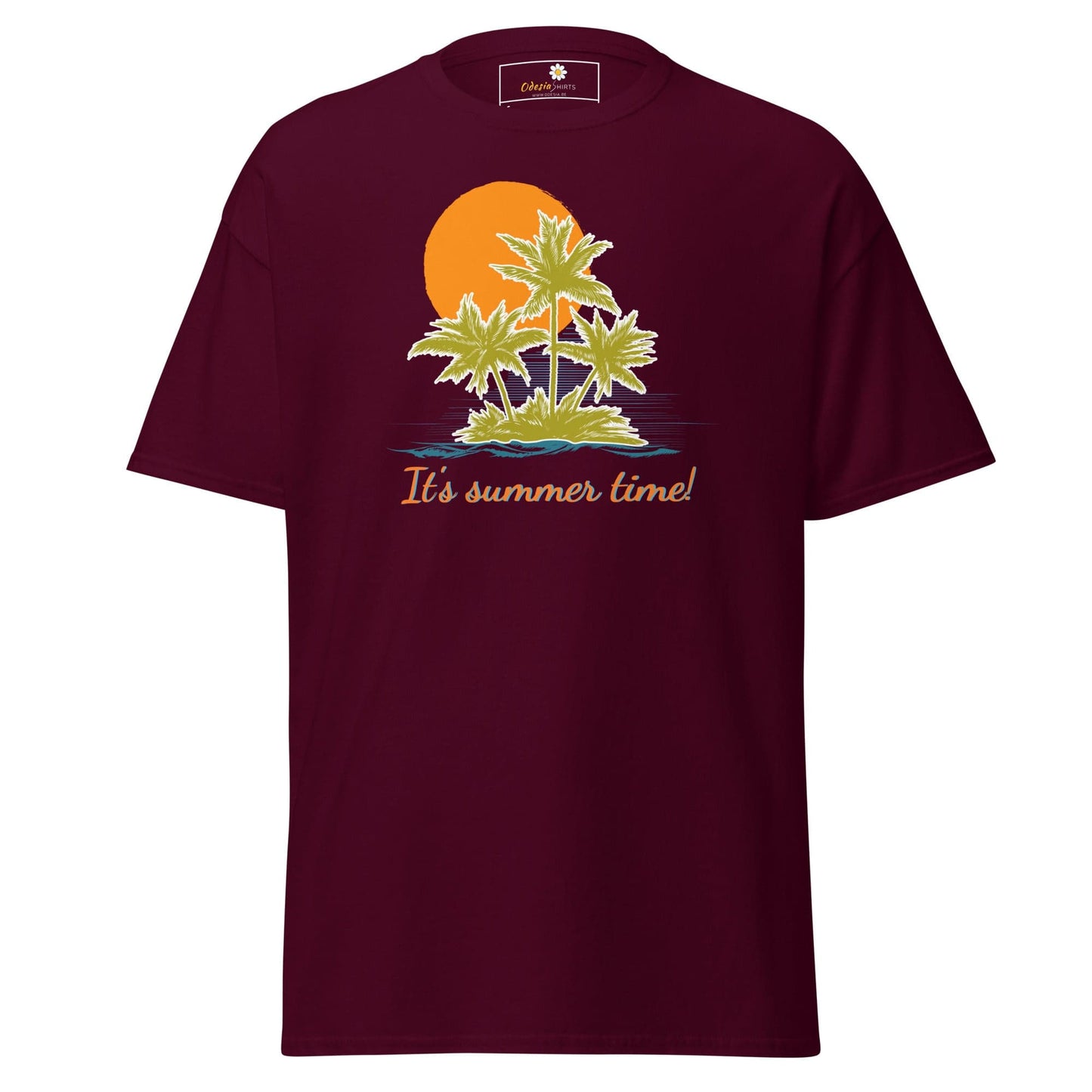 Unisex classic t-shirt - SUMMER TROPICAL TREES - REGULAR - Maroon / S