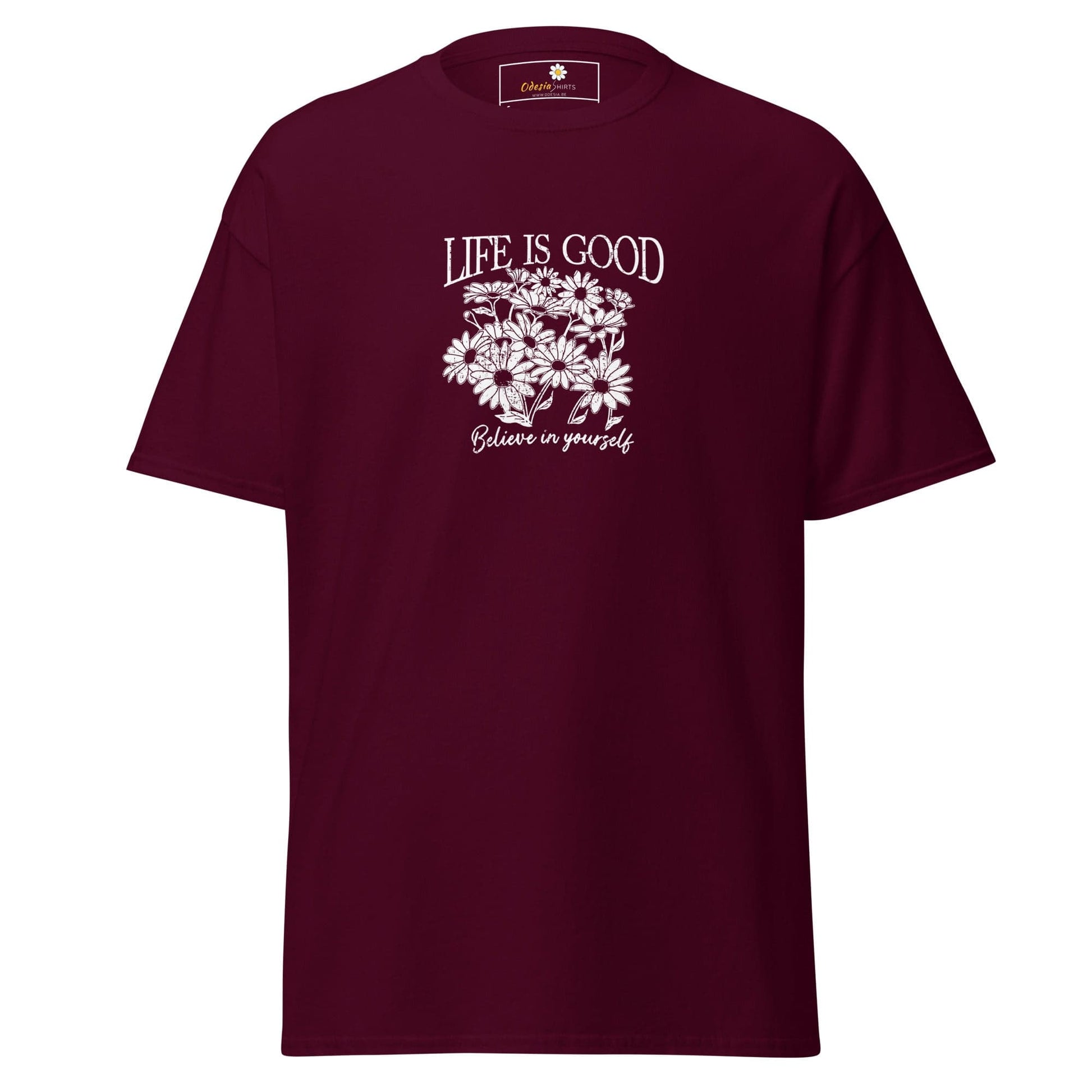 Unisex classic t-shirt - POSITIVE LIFE IS GOOD - REGULAR - Maroon / S