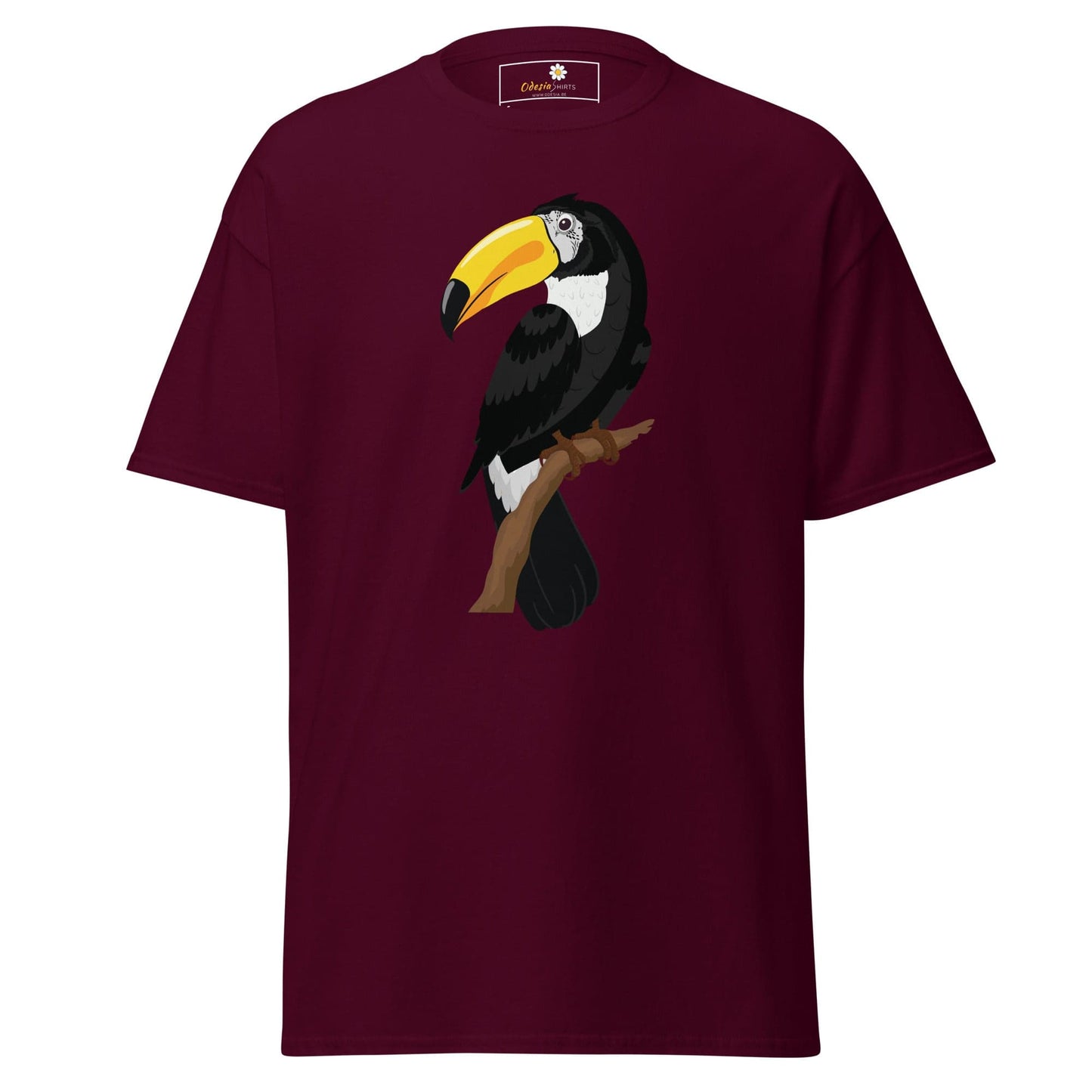 Unisex classic t-shirt - WILD LIFE TOUCAN BIRD - REGULAR - Maroon / S