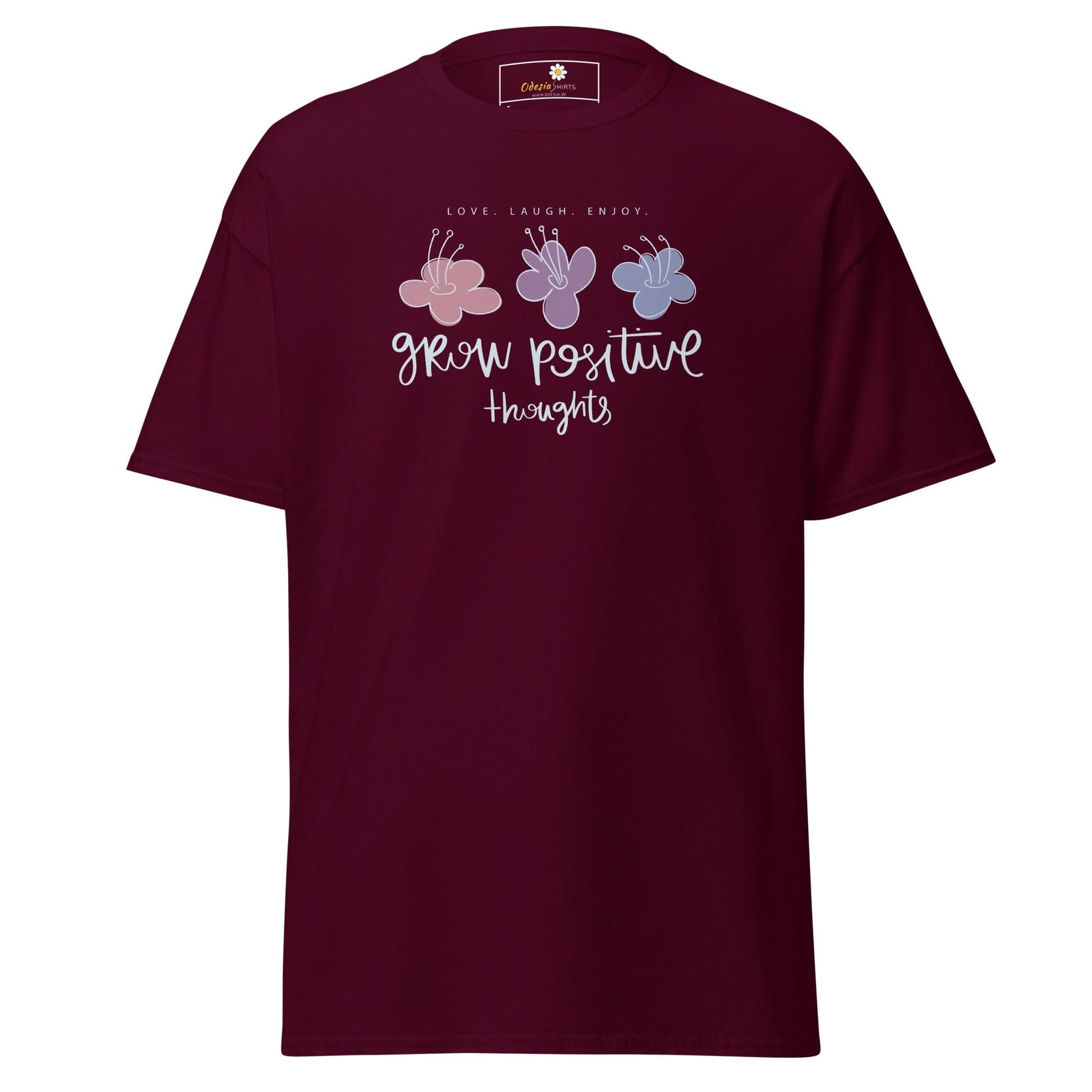 Unisex classic t-shirt - POSITIVE GROW THOUGHTS - REGULAR - Maroon / S