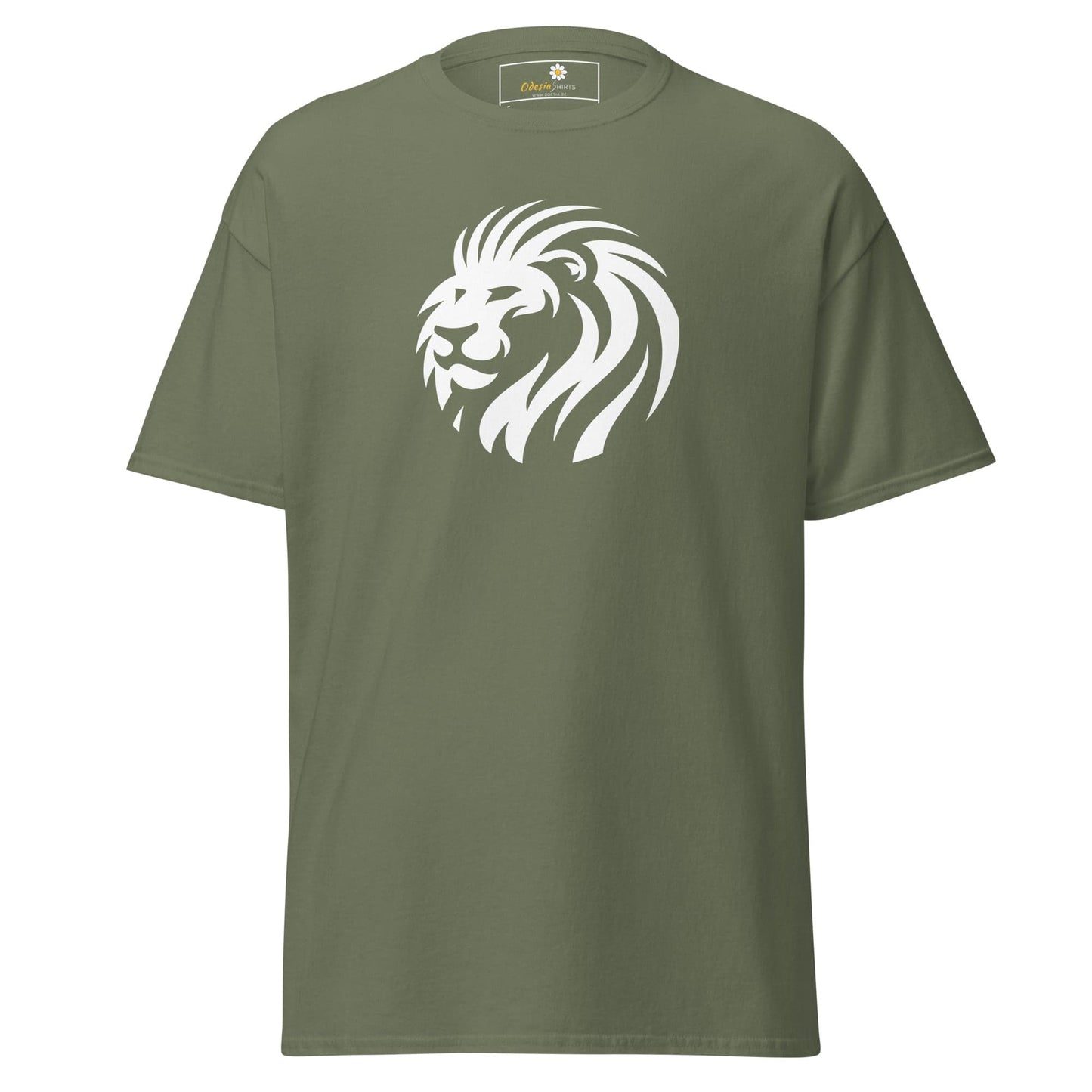 Unisex classic t-shirt - WILD LIFE LION HEAD CIRCLE - REGULAR - Military Green / S
