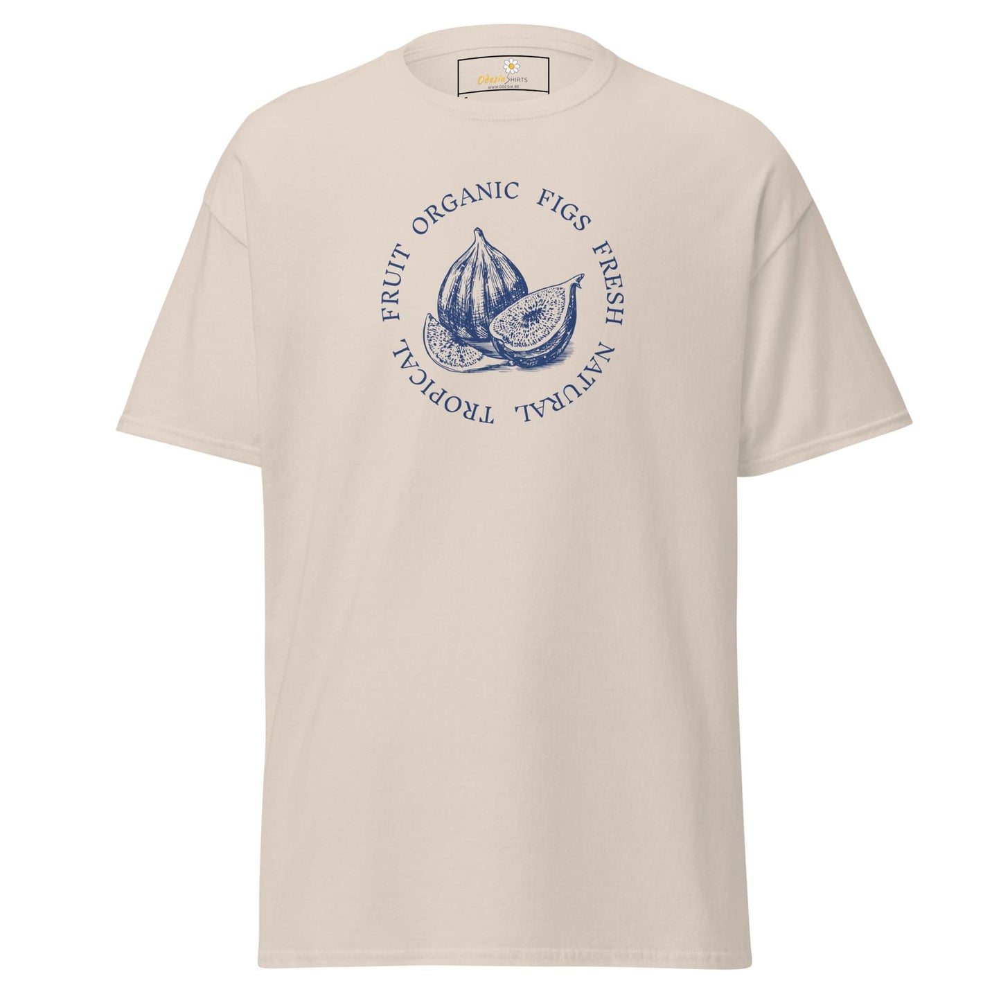 Beige T-shirt with fig graphic suitable for Men and Women, available in sizes S to XL