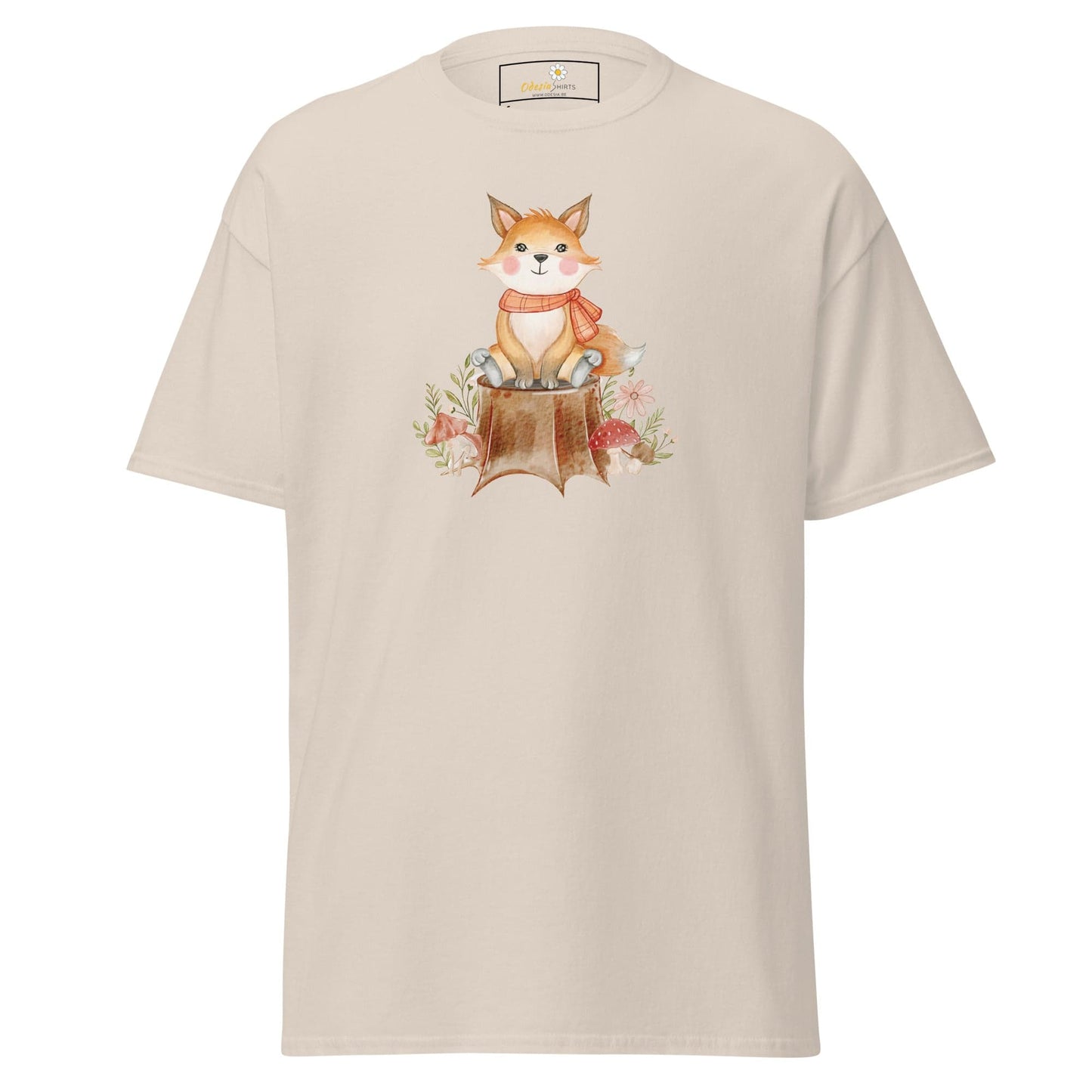 UNisex classic t-shirt - DRAWING FOX ON WOOD - REGULAR - Natural / S