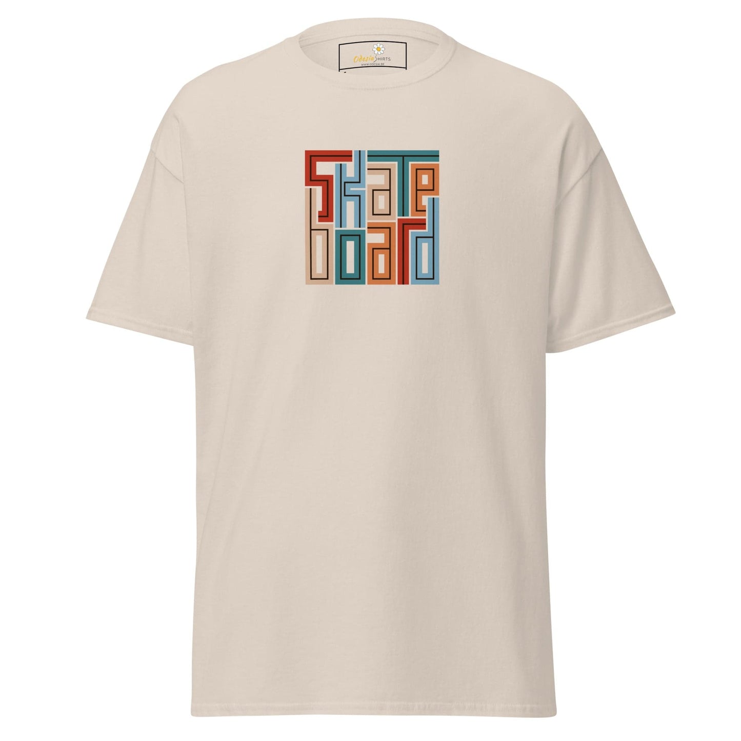 Beige T-shirt with skateboard graphic from T-SHIRT DESIGN TEE for men and women