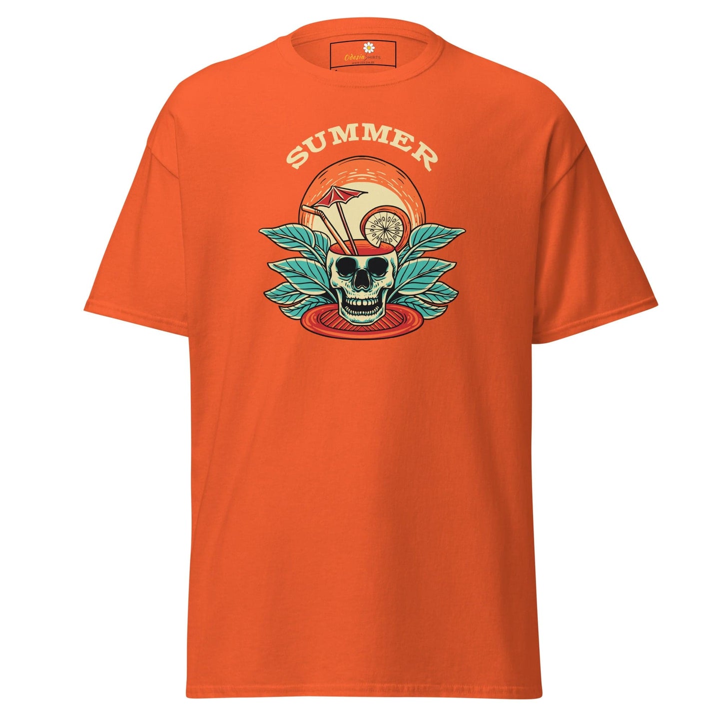 Unisex classic t-shirt - SKULL SUMMER DRINK - REGULAR - Orange / S