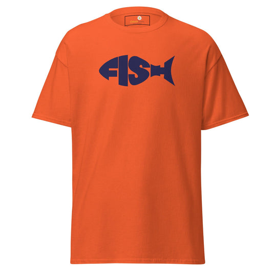 Orange T-shirt with FISH design from T-SHIRT DESIGN TEE for Men and Women sizes S to XL