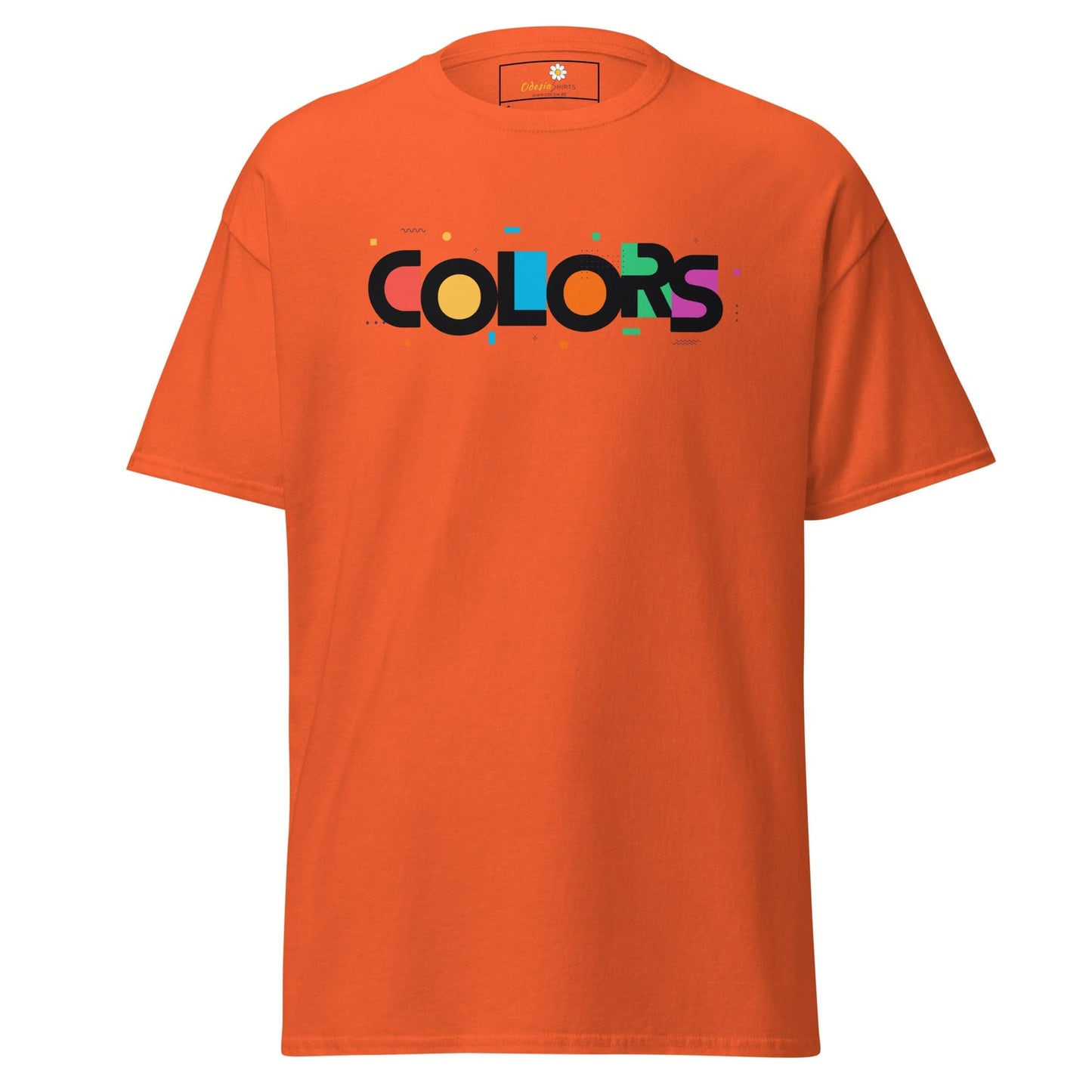 Orange T-shirt with COLORS graphic from T-SHIRT DESIGN TEE for Men and Women