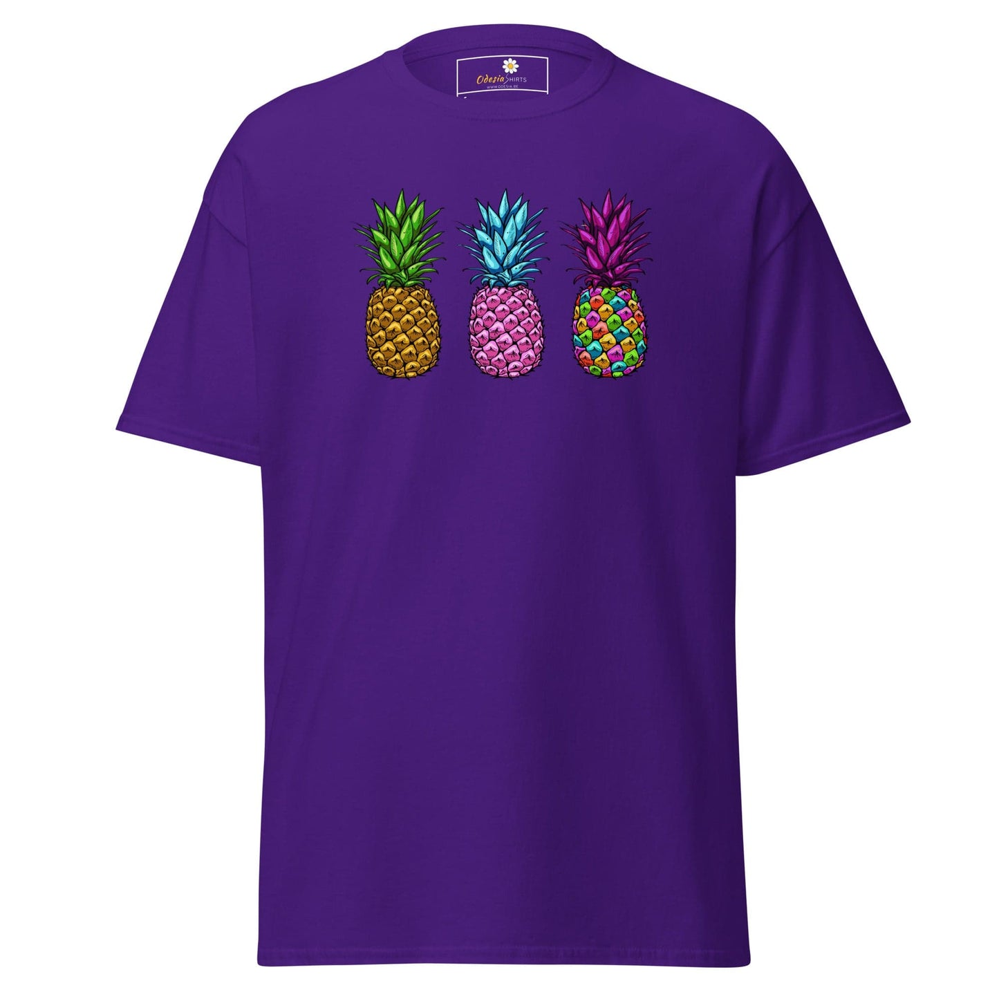 Unisex classic t-shirt - ORGANIC FRUIT PINEAPPLE COLORS - REGULAR - Purple / S