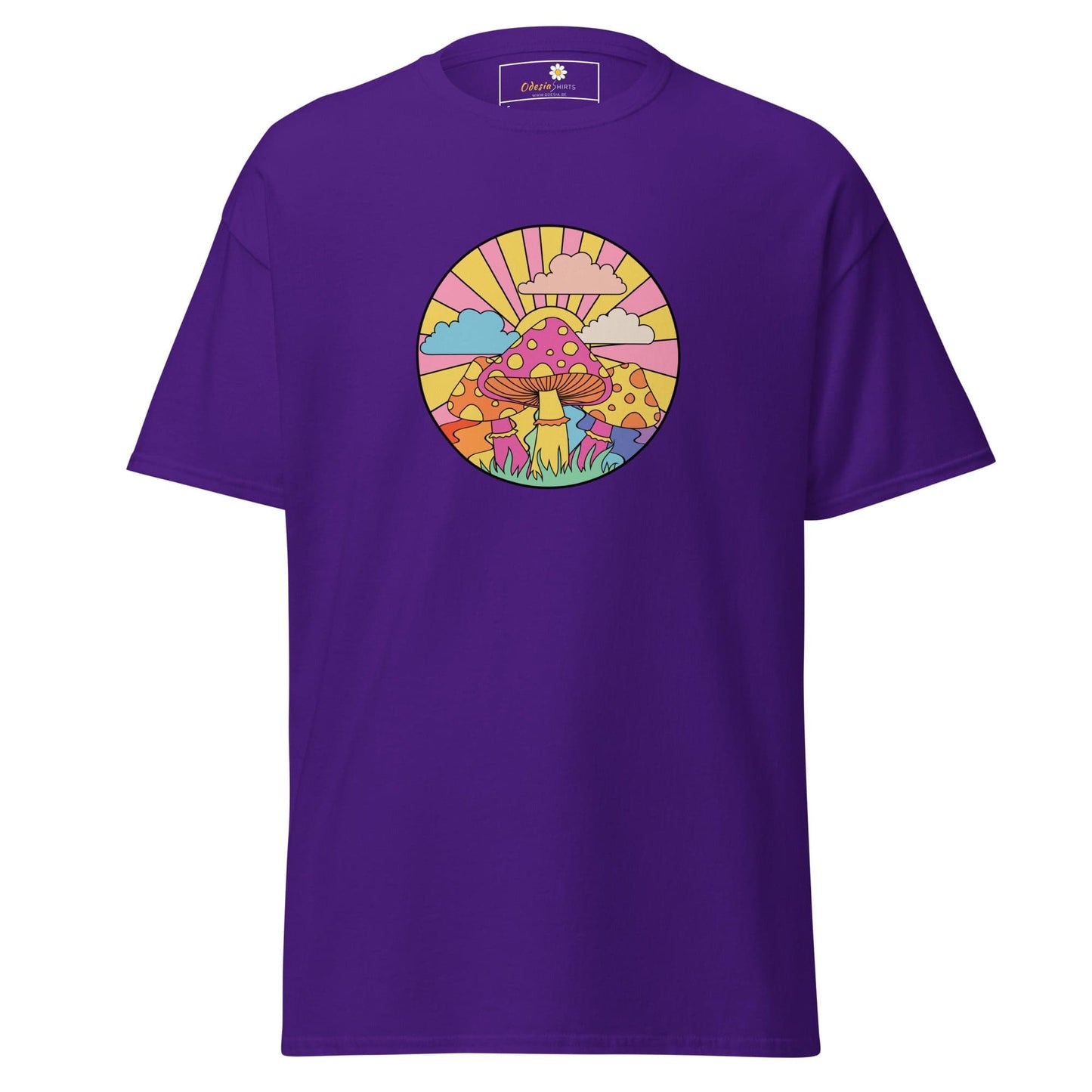 Unisex classic t-shirt - POSITIVE MYSTIC SUNNY MUSHROOMS - REGULAR - Purple / S