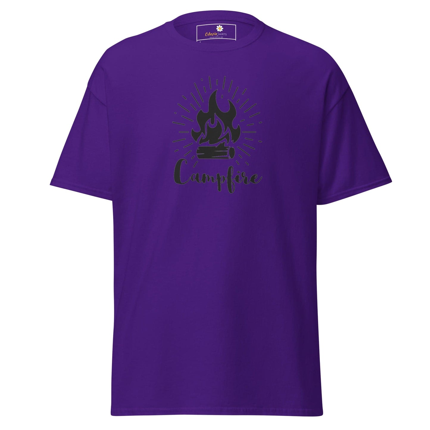 Purple T-shirt with campfire graphic for Men and Women in sizes S to XL