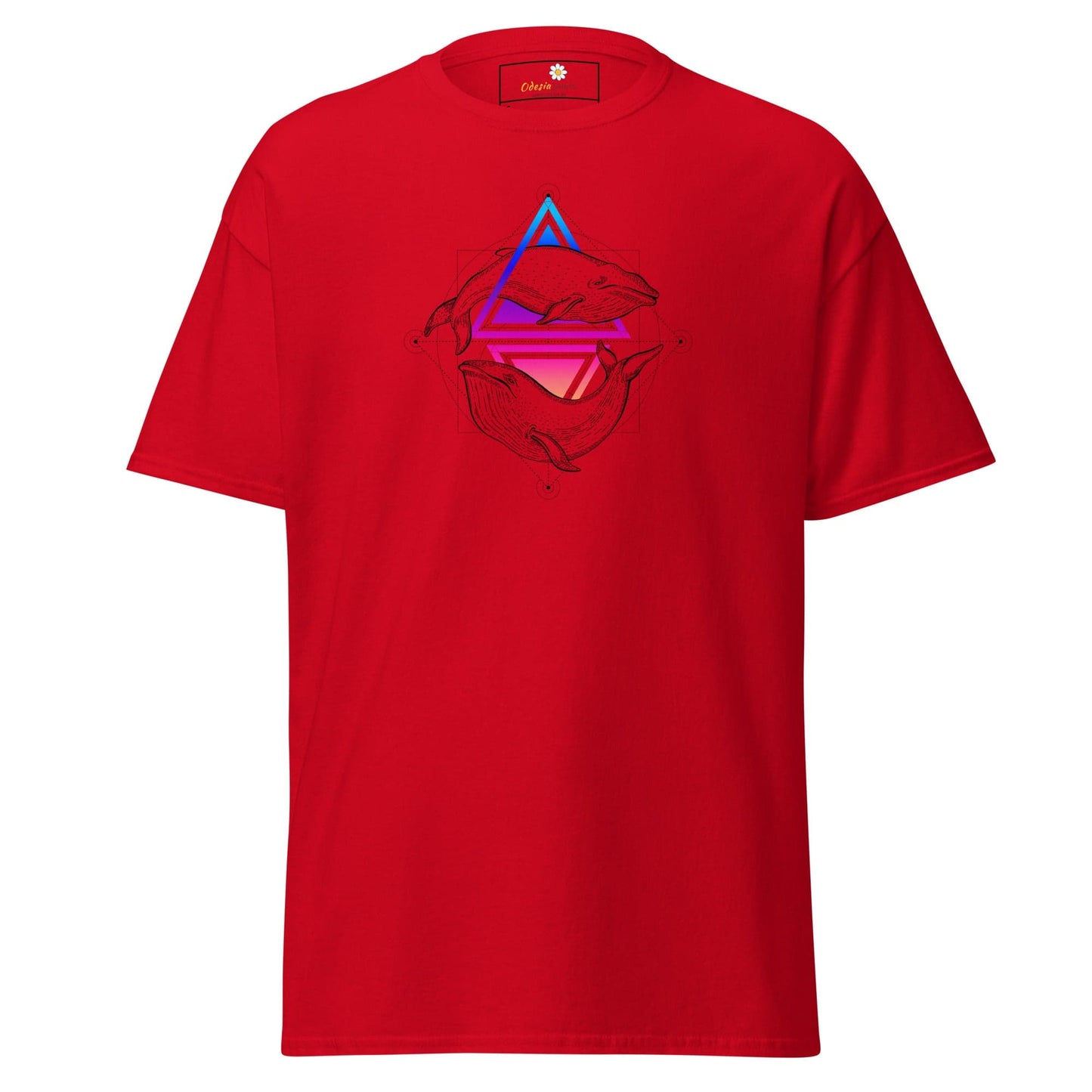 Red T-shirt with whale design from T-SHIRT DESIGN TEE for Men and Women in S to XL