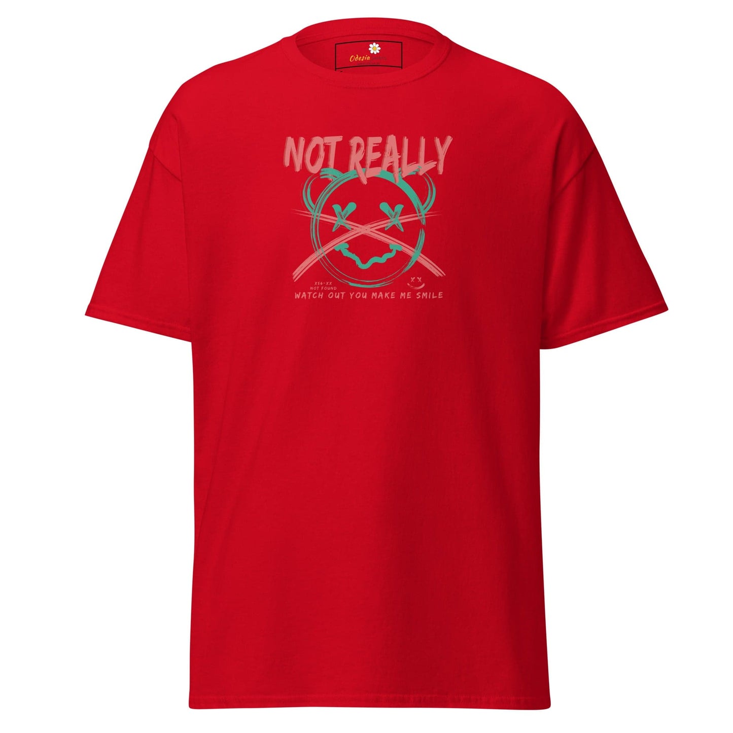 Red graphic T-shirt for men and women available in sizes S to XL