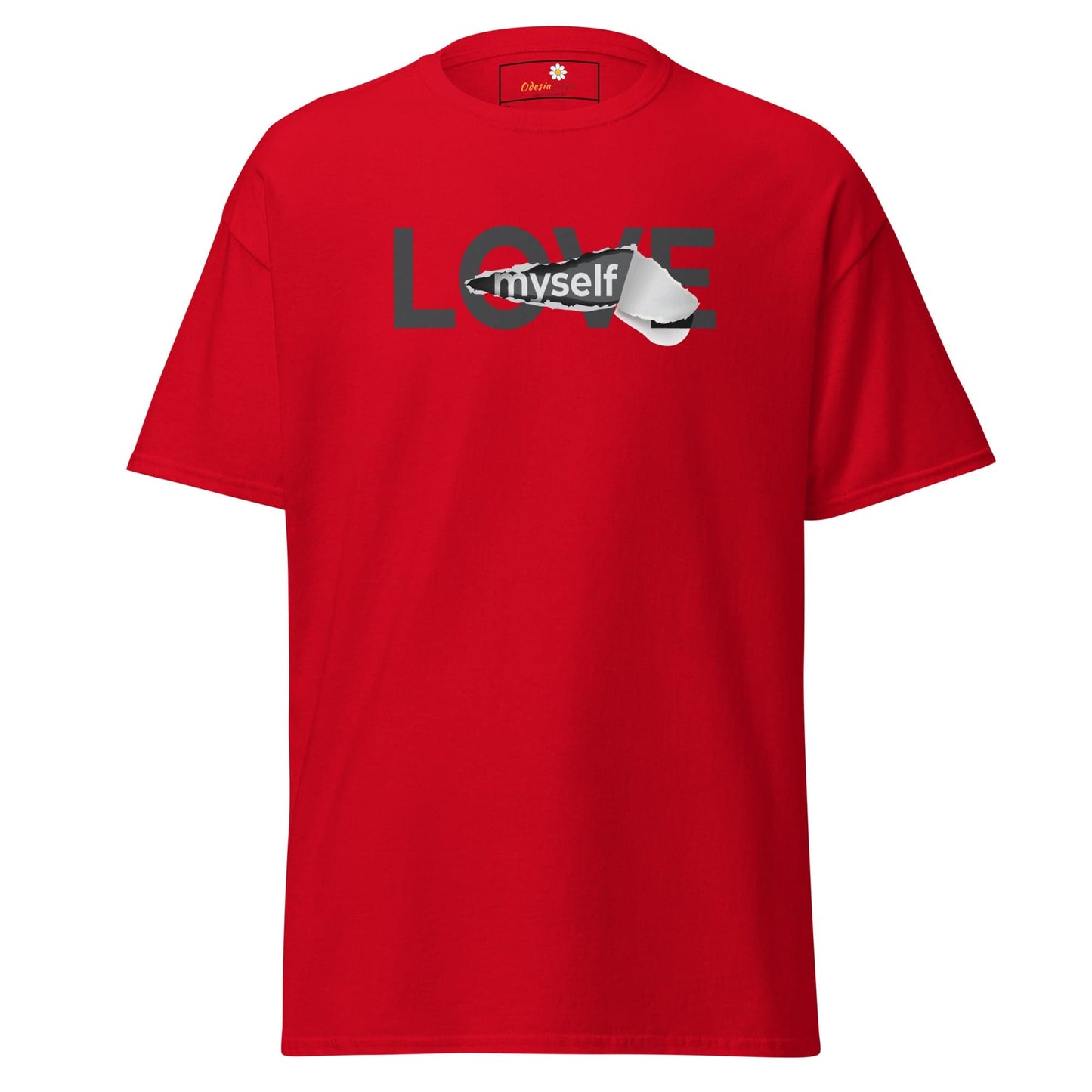 Red T-shirt with Love Myself graphic in T-Shirt Design Tee for Men and Women S-XL