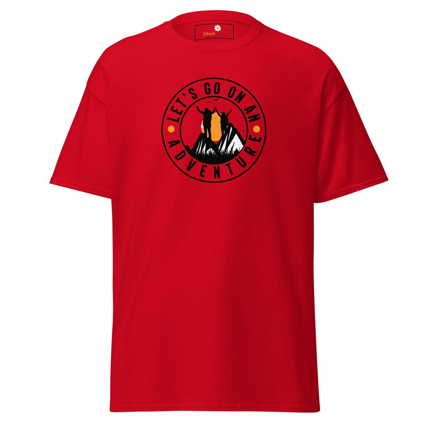 Red T-shirt with adventure graphic from T-SHIRT DESIGN TEE for Man or Woman sizes S to XL