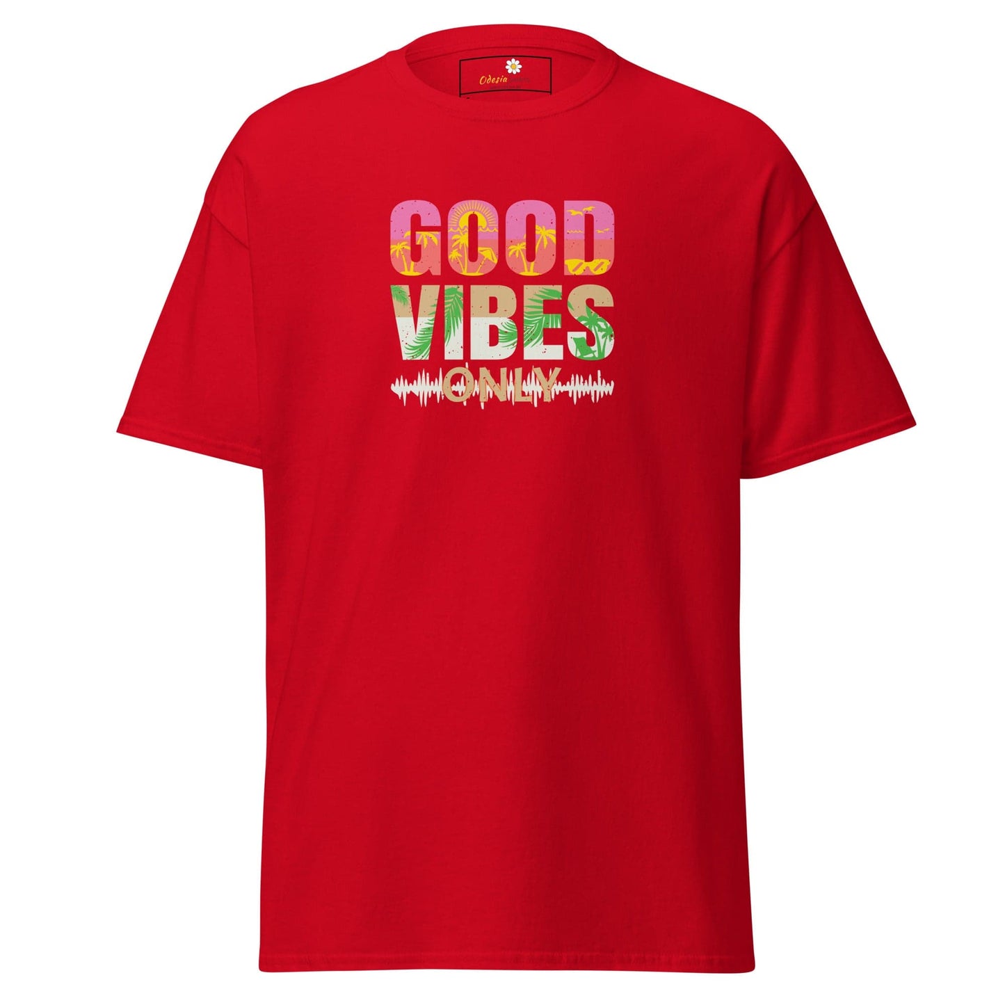 Unisex classic t-shirt - TEXT POSITIVE GOOD VIBES ONLY - REGULAR - Red / S
