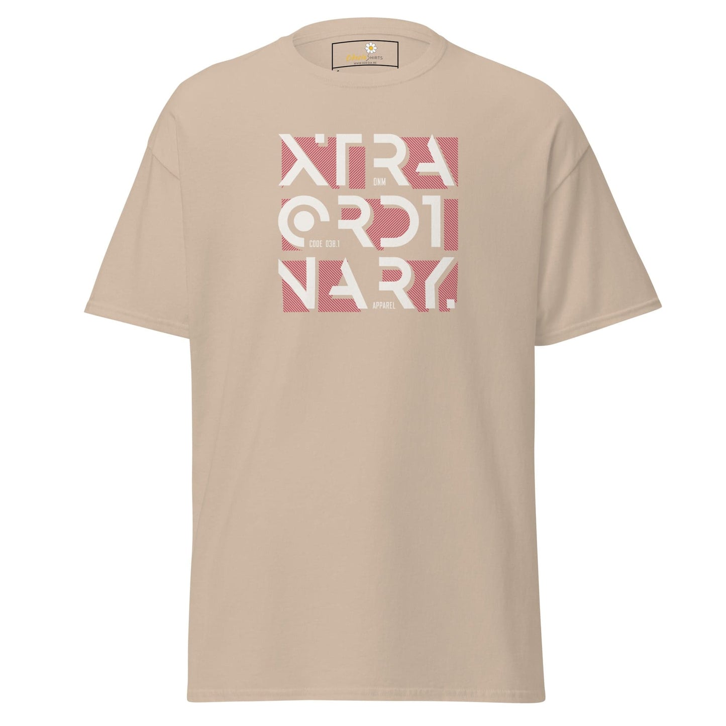 Beige T-shirt featuring an Extraordinary graphic from T-SHIRT DESIGN TEE collection