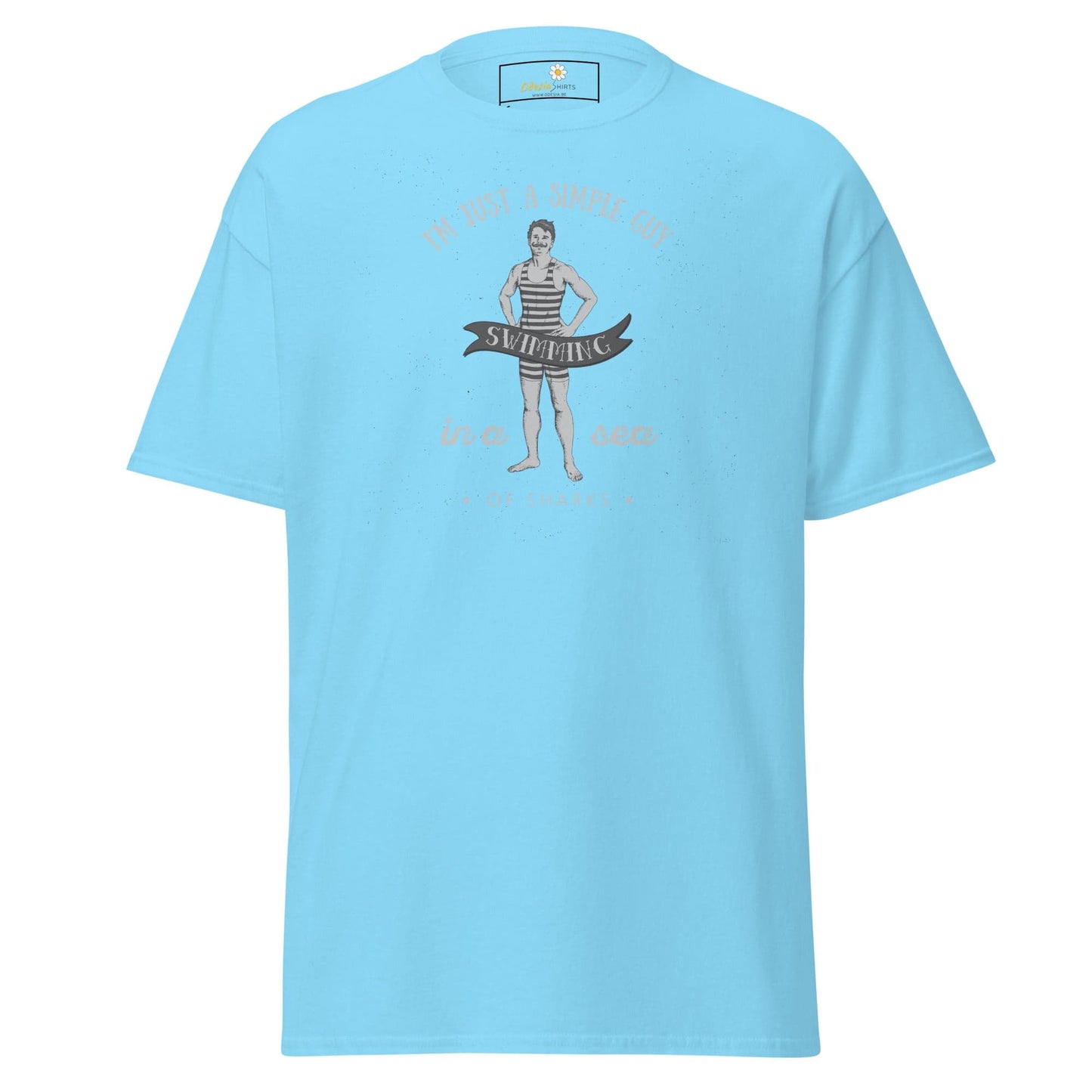 Unisex classic t-shirt - FUN SIMPLE GUY SEA SHARKS - REGULAR - Sky / S