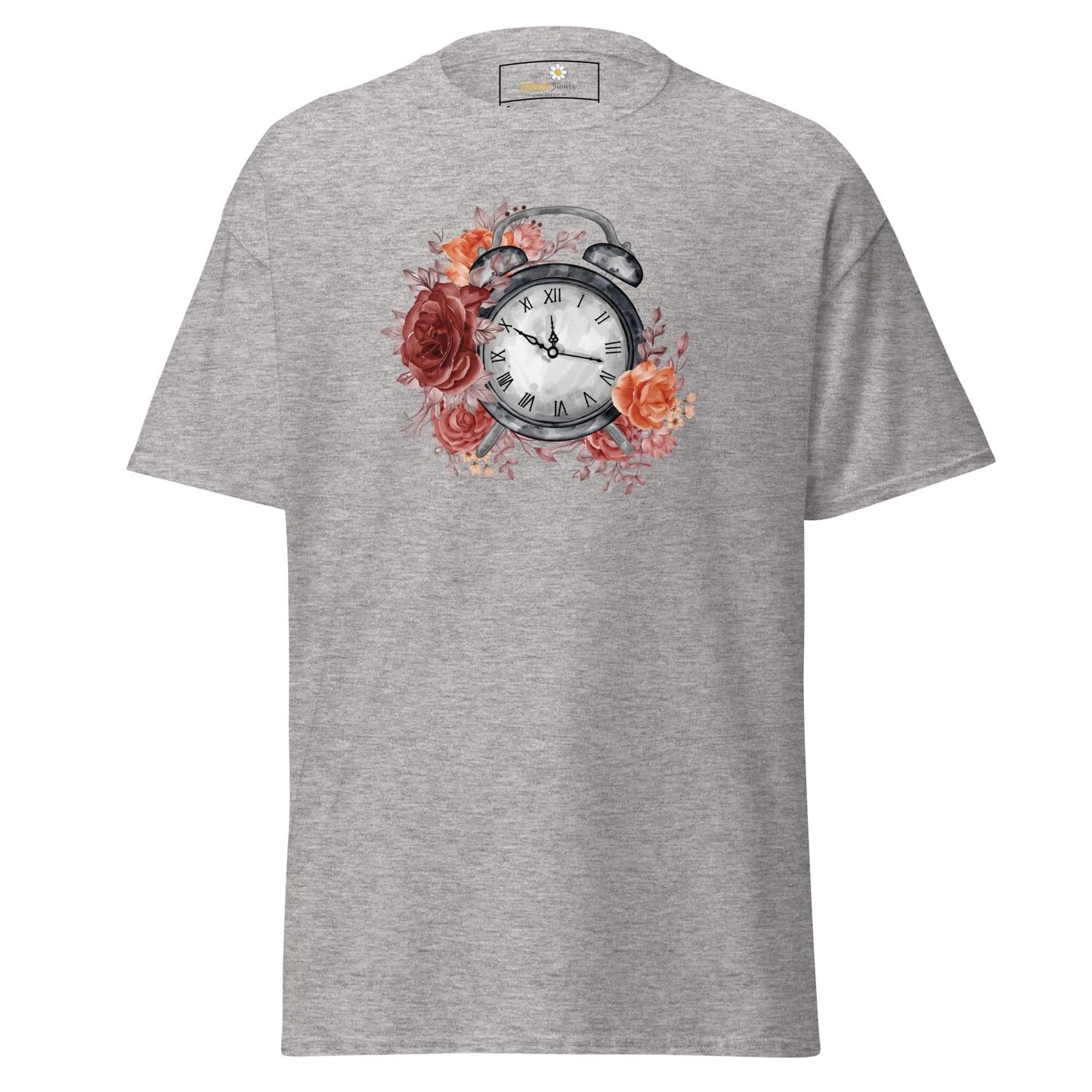 Unisex classic t-shirt - FANTASY CLOCK TIME FLOWERS - REGULAR - Sport Grey / S