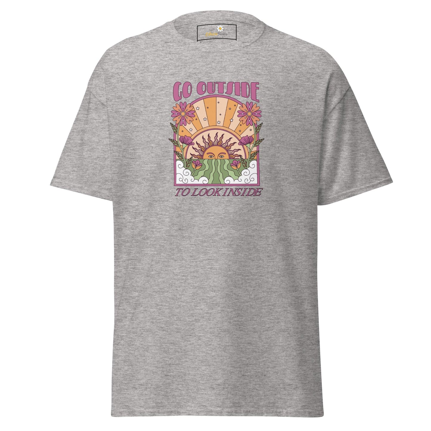 Unisex classic t-shirt - POSITIVE GO OUTSIDE LOOK INSIDE - REGULAR - Sport Grey / S