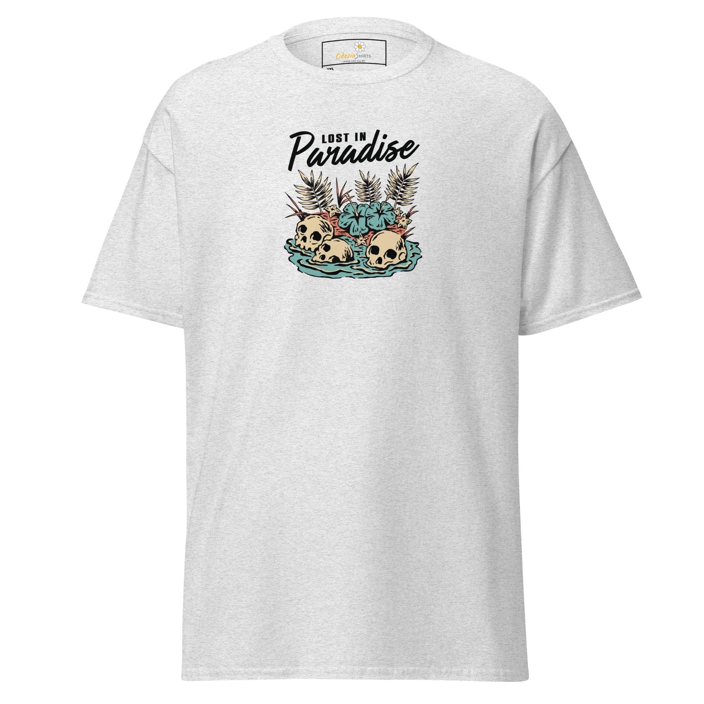 White T-shirt with skull graphic from T-SHIRT DESIGN TEE for Men and Women, 2XL-5XL