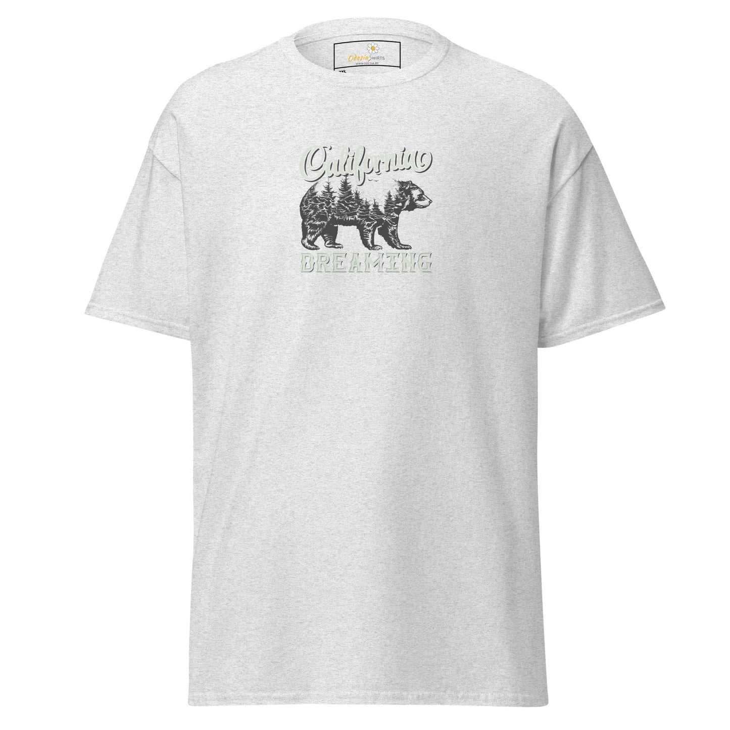 White T-shirt with bear graphic, available in men and women sizes 2XL to 5XL