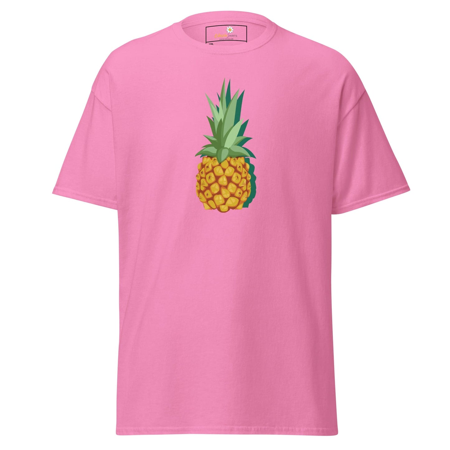 Pink T-shirt with pineapple graphic for men and women in 2XL to 5XL sizes