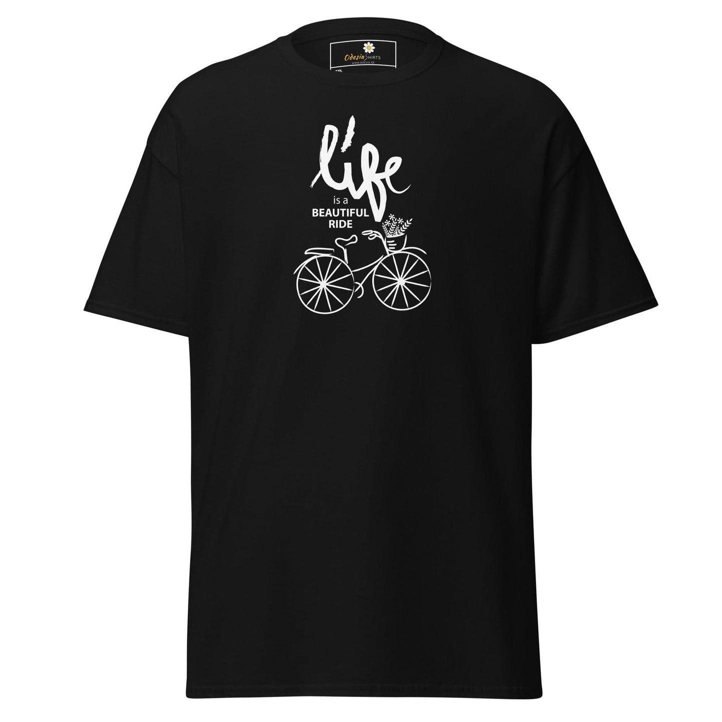 Black T-shirt with bicycle graphic for men and women in 2XL to 5XL size