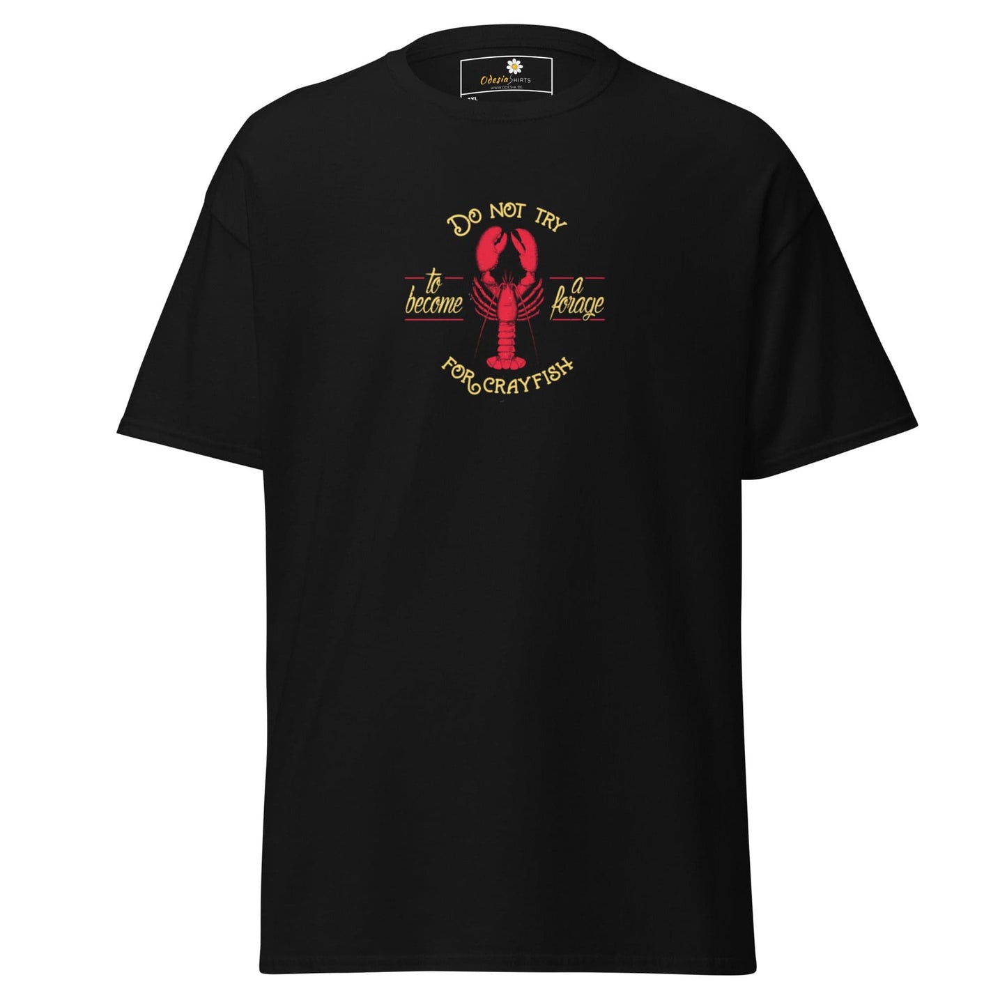 Black T-shirt with lobster graphic from T-SHIRT DESIGN TEE for Men and Women, 2XL to 5XL