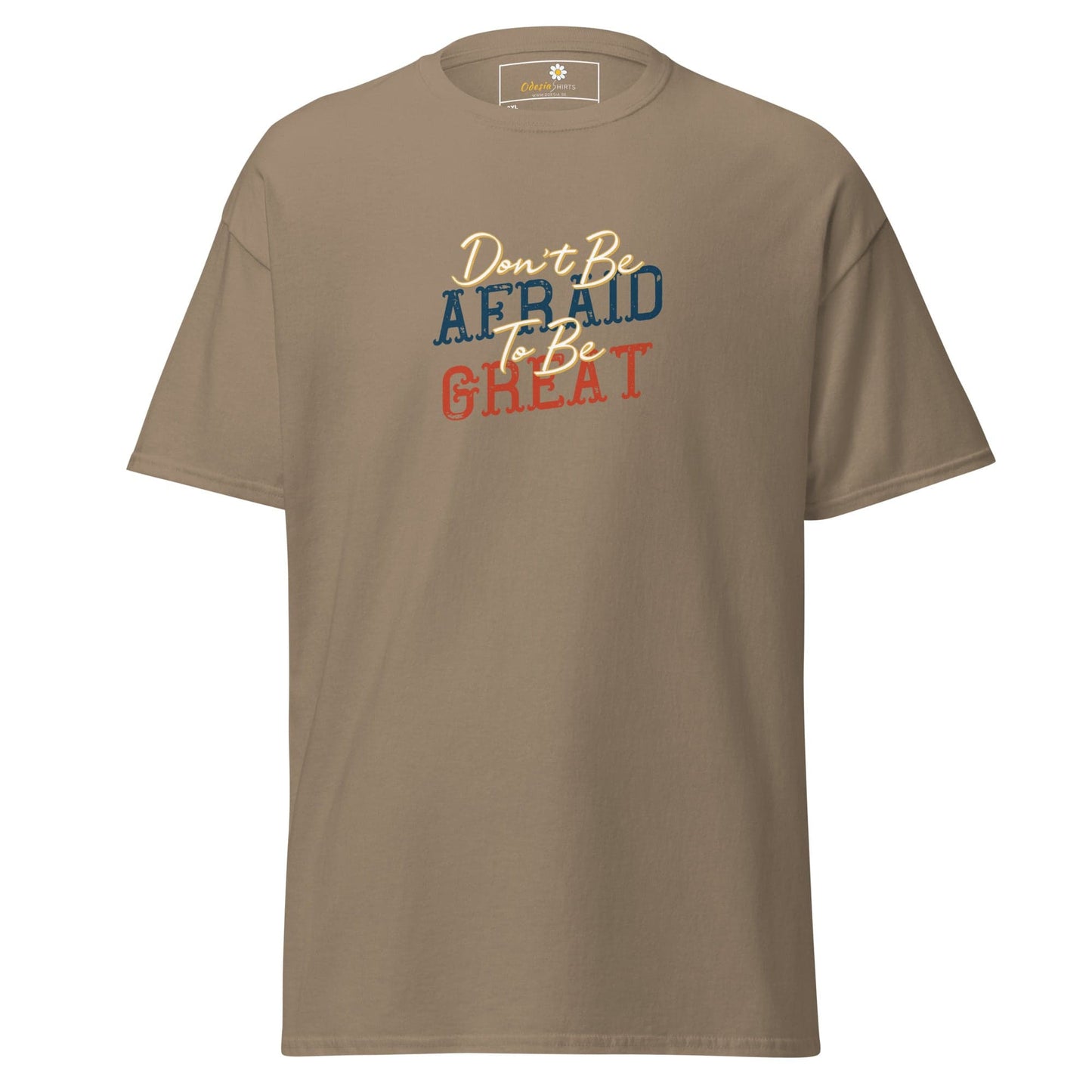 Khaki T-shirt with an inspirational message from T-SHIRT DESIGN TEE for men and women