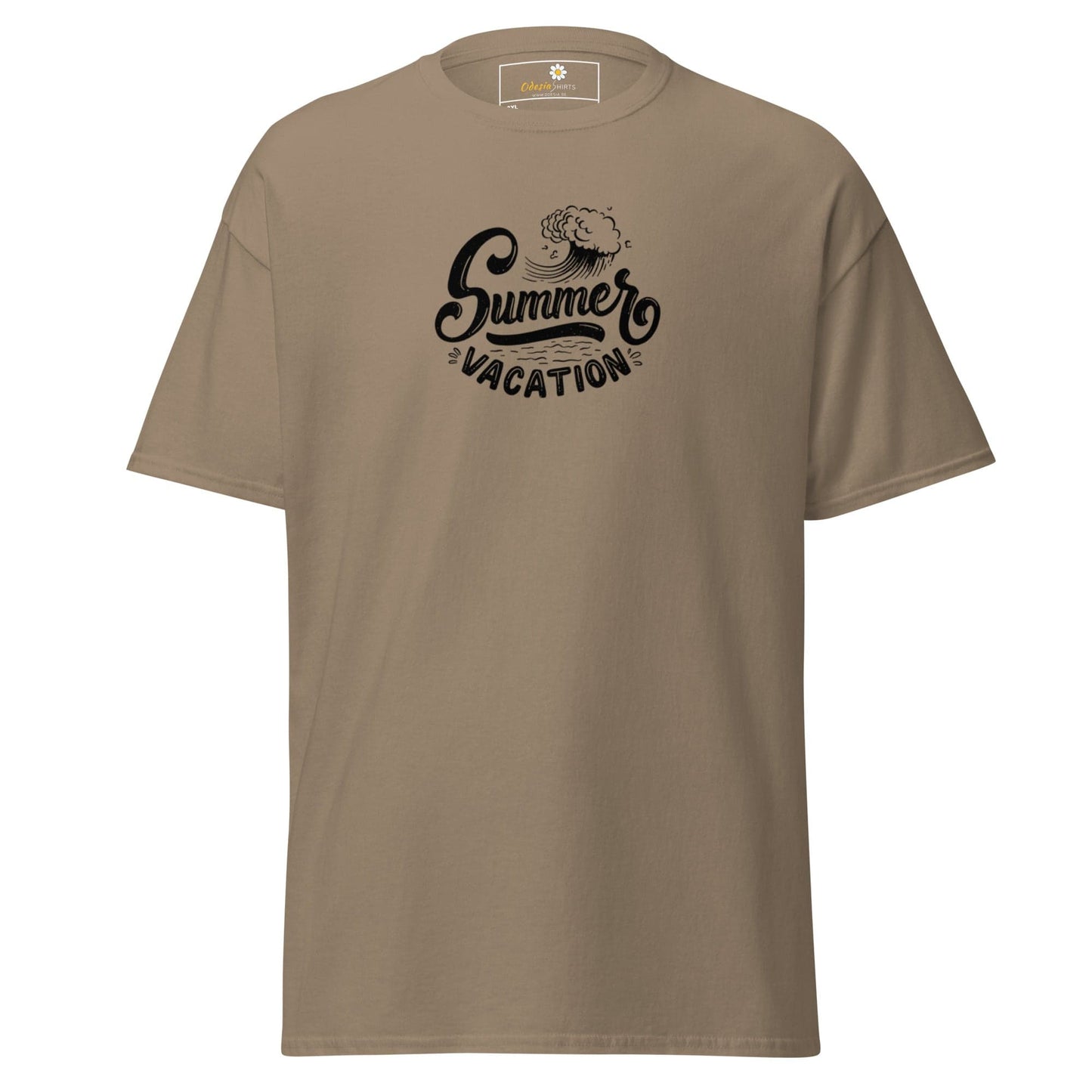 Khaki T-shirt with Summer Vacation graphic for Men and Women in XXL to 5XL sizes