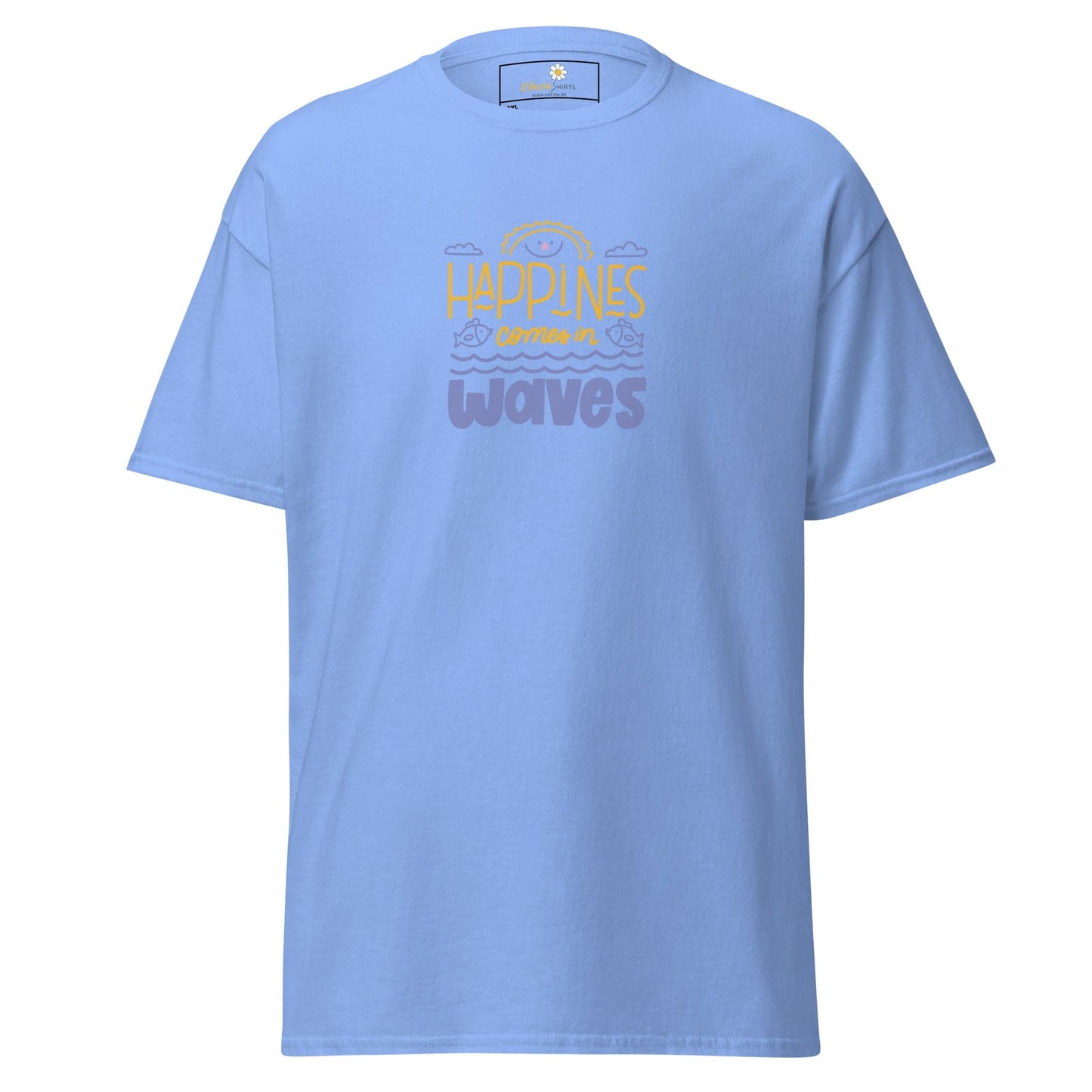 Light blue T-shirt with graphic design for men and women in sizes 2XL to 5XL