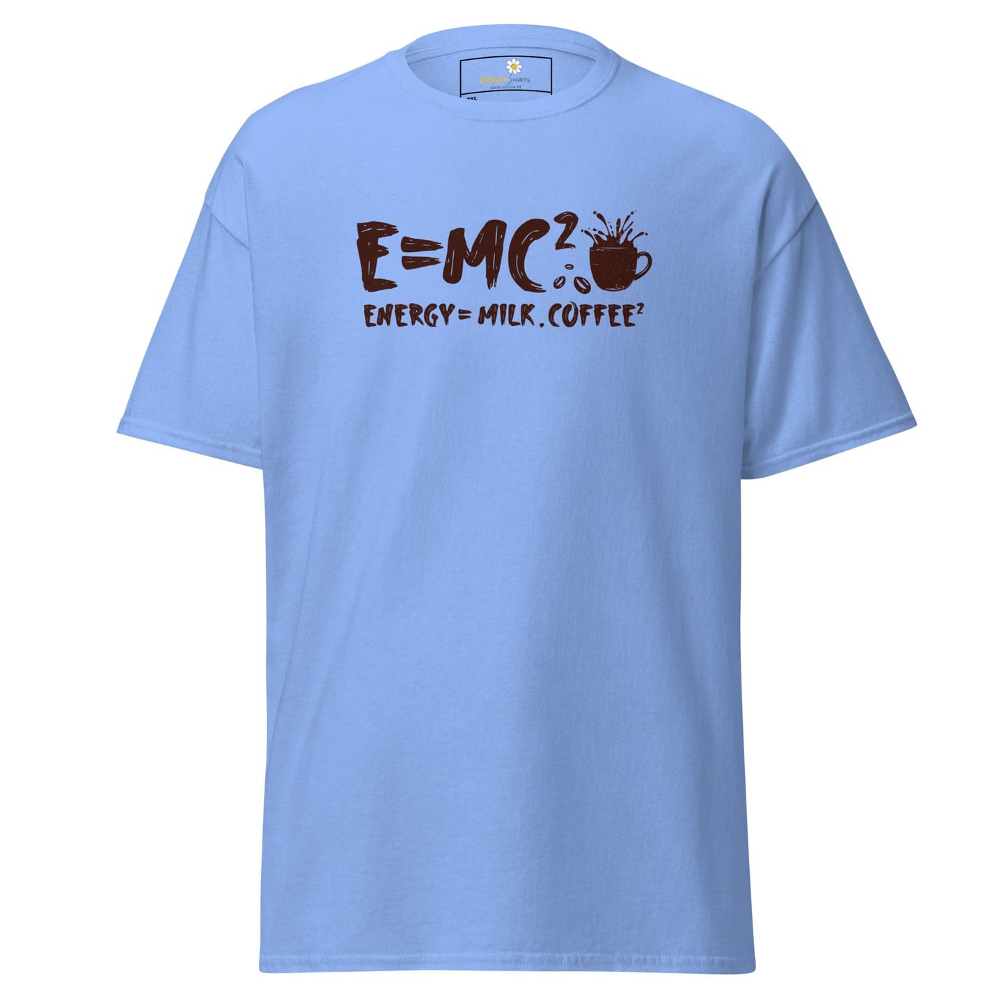 Light blue t-shirt with a coffee-themed equation.