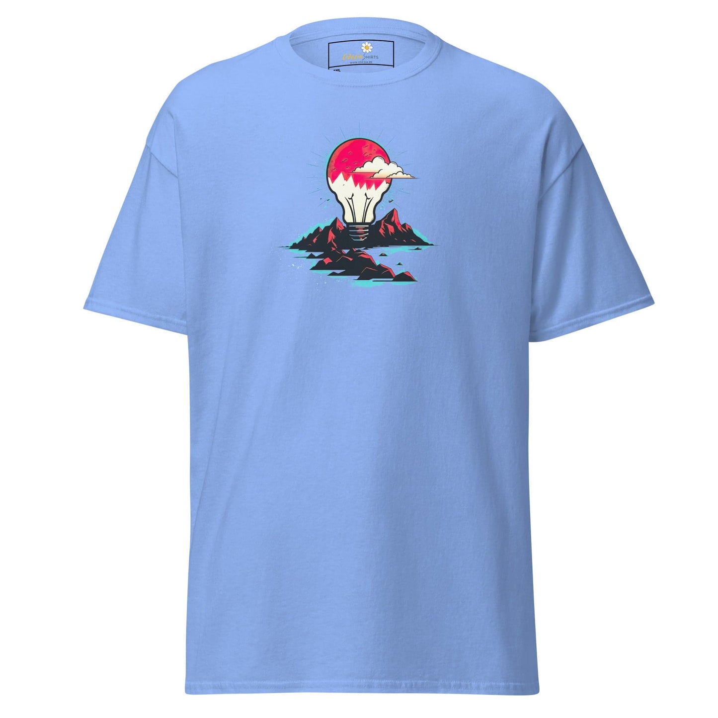 Light blue T-shirt with a lightbulb graphic in the T-SHIRT DESIGN TEE collection for men and women