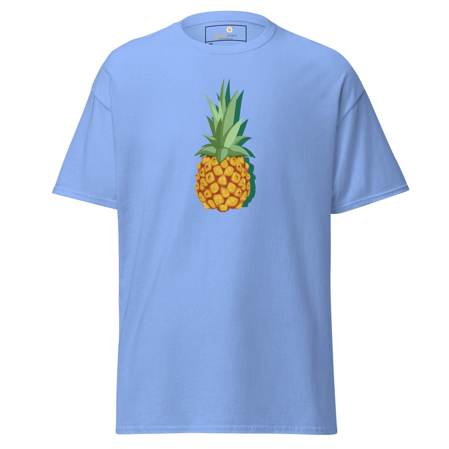 Light blue T-shirt with pineapple graphic from T-SHIRT DESIGN TEE for Men and Women in 2XL-5XL