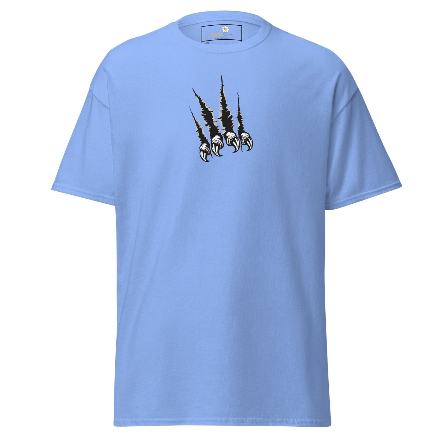 Light blue T-shirt with claw mark graphic for Men and Women in 2XL to 5XL sizes