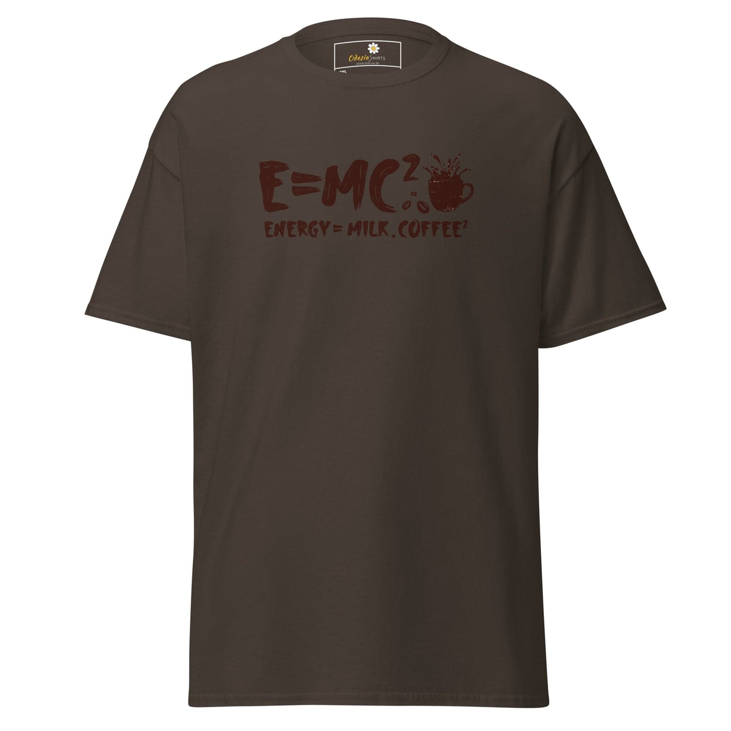 Brown t-shirt with coffee-themed equation.