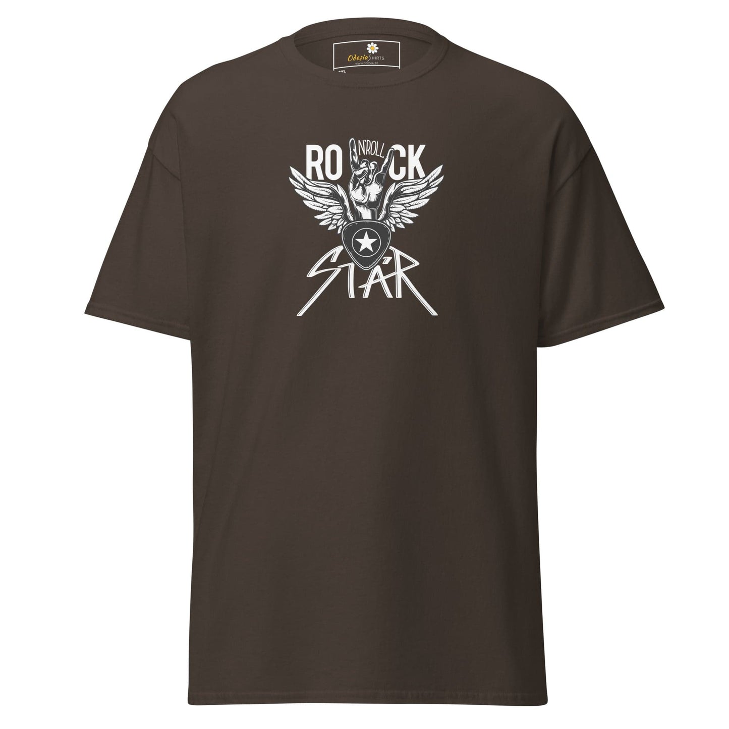 Brown T-shirt with Rock Star graphic for Men and Women sizes 2XL to 5XL