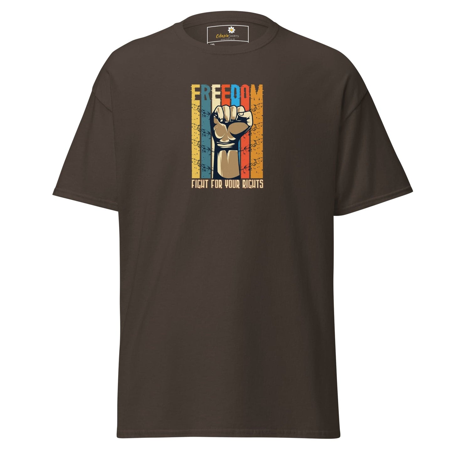Brown T-shirt with Freedom graphic from T-SHIRT DESIGN TEE for Men and Women in 2XL to 5XL