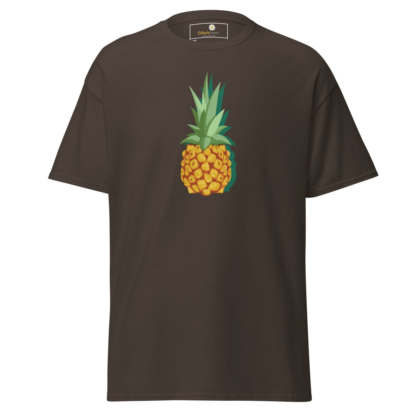 Brown T-shirt with pineapple graphic for men and women in 2XL to 5XL sizes