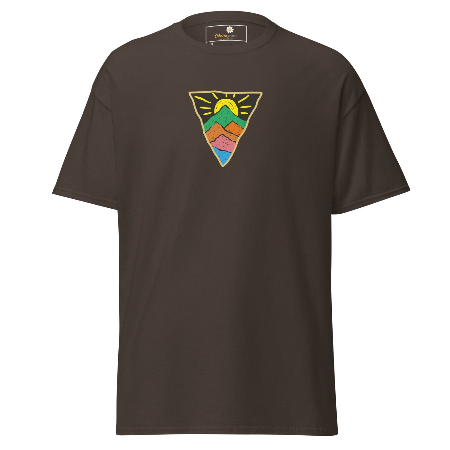 Brown T-shirt with Mountain Graphic for Men and Women in Extended Sizes 2XL to 5XL