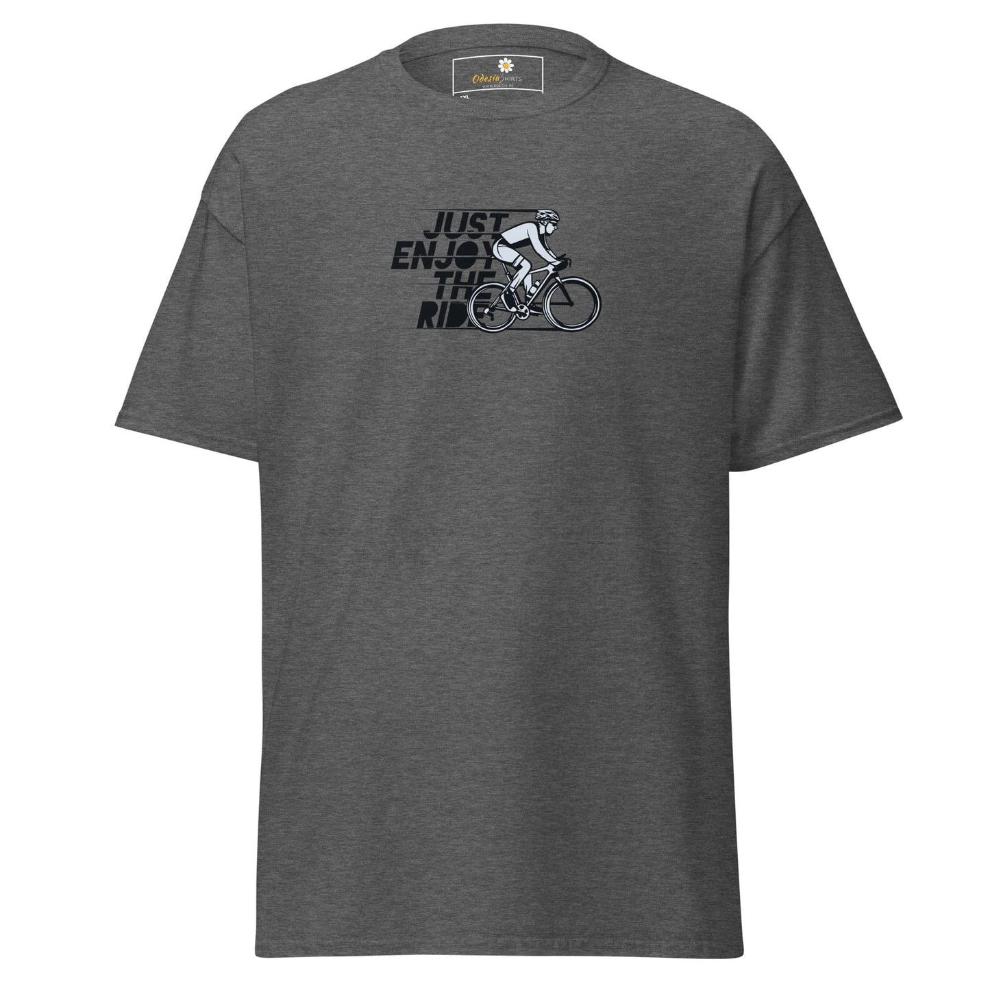 Gray T-shirt with cyclist graphic from T-SHIRT DESIGN TEE for Men and Women 2XL-5XL