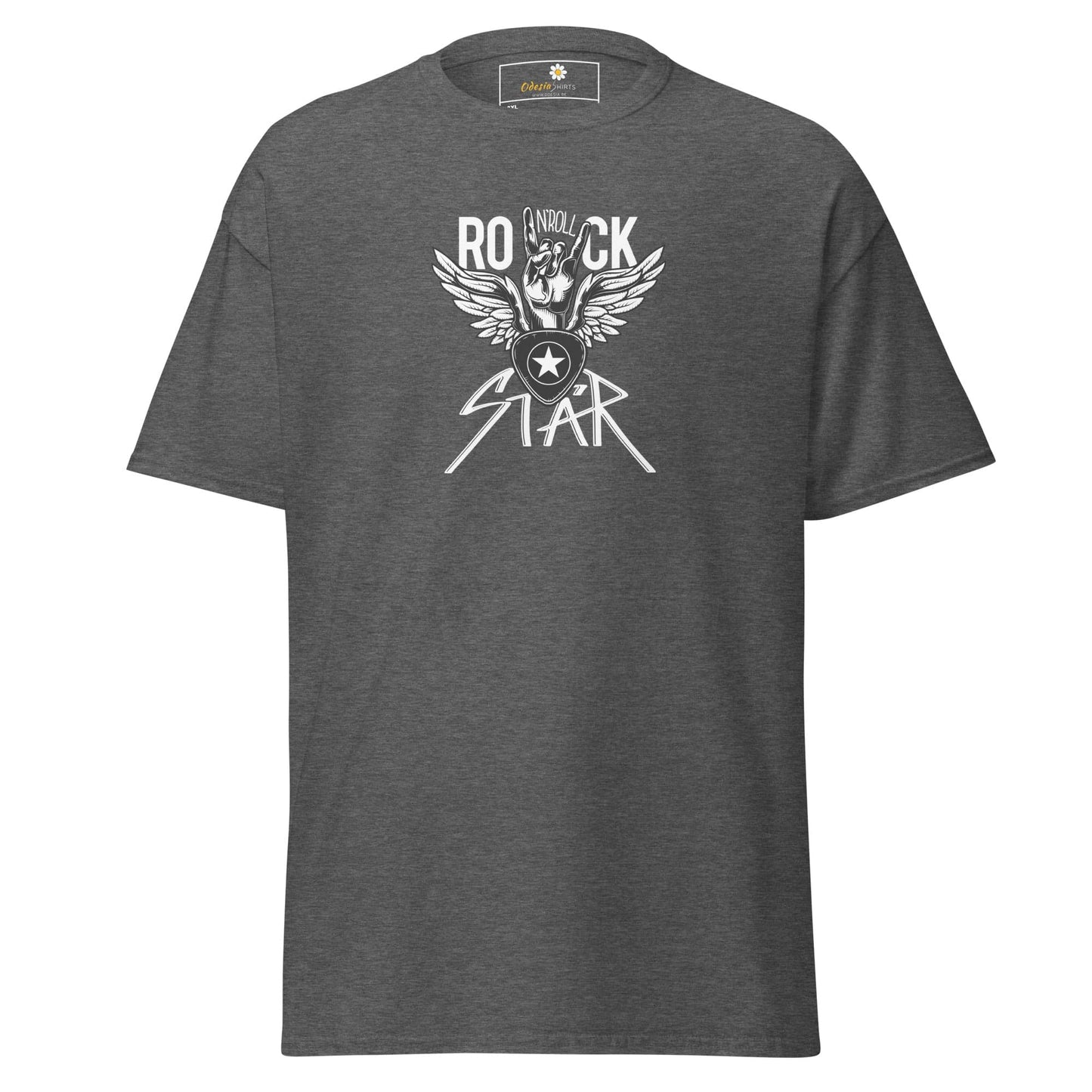 Gray T-shirt with Rock Star graphic from T-SHIRT DESIGN TEE for Men and Women in large sizes
